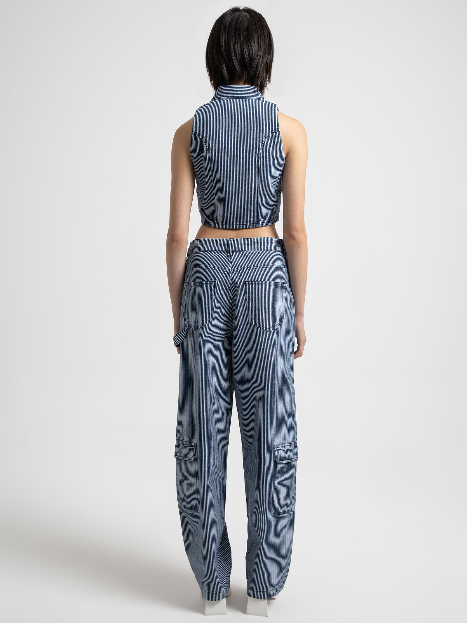 Mila Low Rise Pants in Indigo Stripe