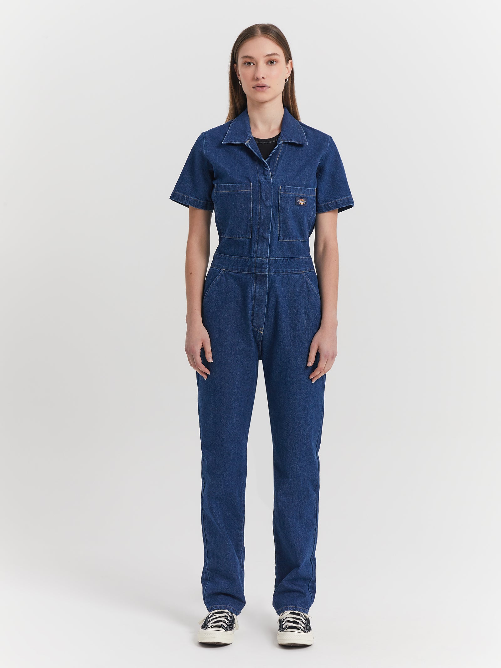 Smithville Denim Short Sleeve Coverall in Stone Wash