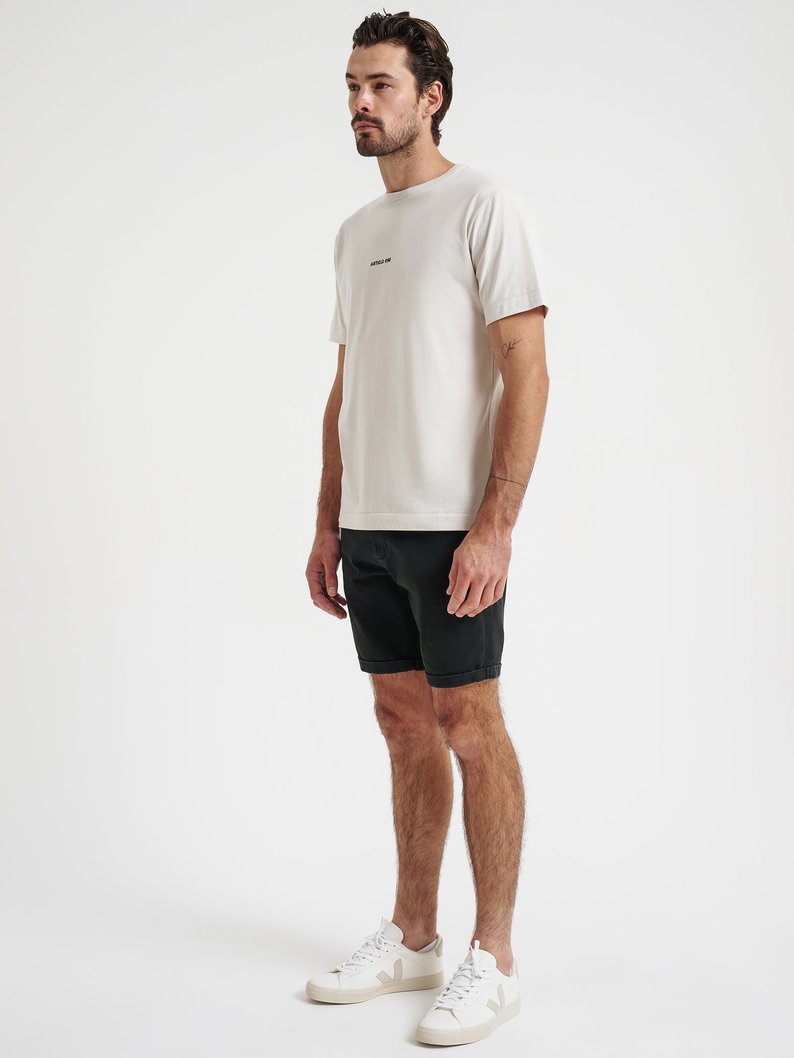 Minimal Logo T-Shirt in Ecru