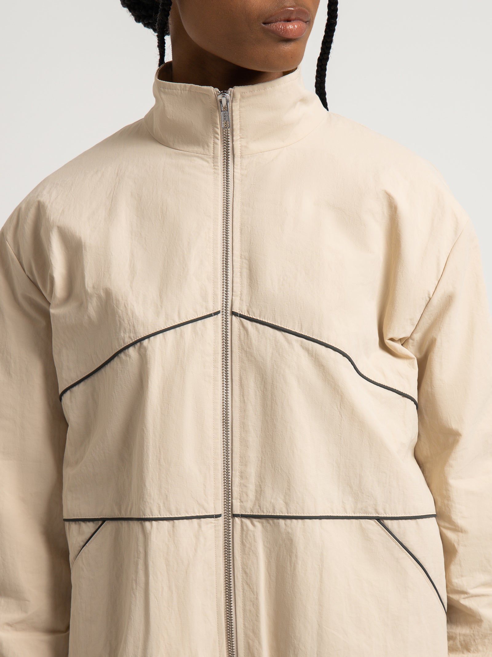 Chicago Longline Jacket in Bone & Charcoal