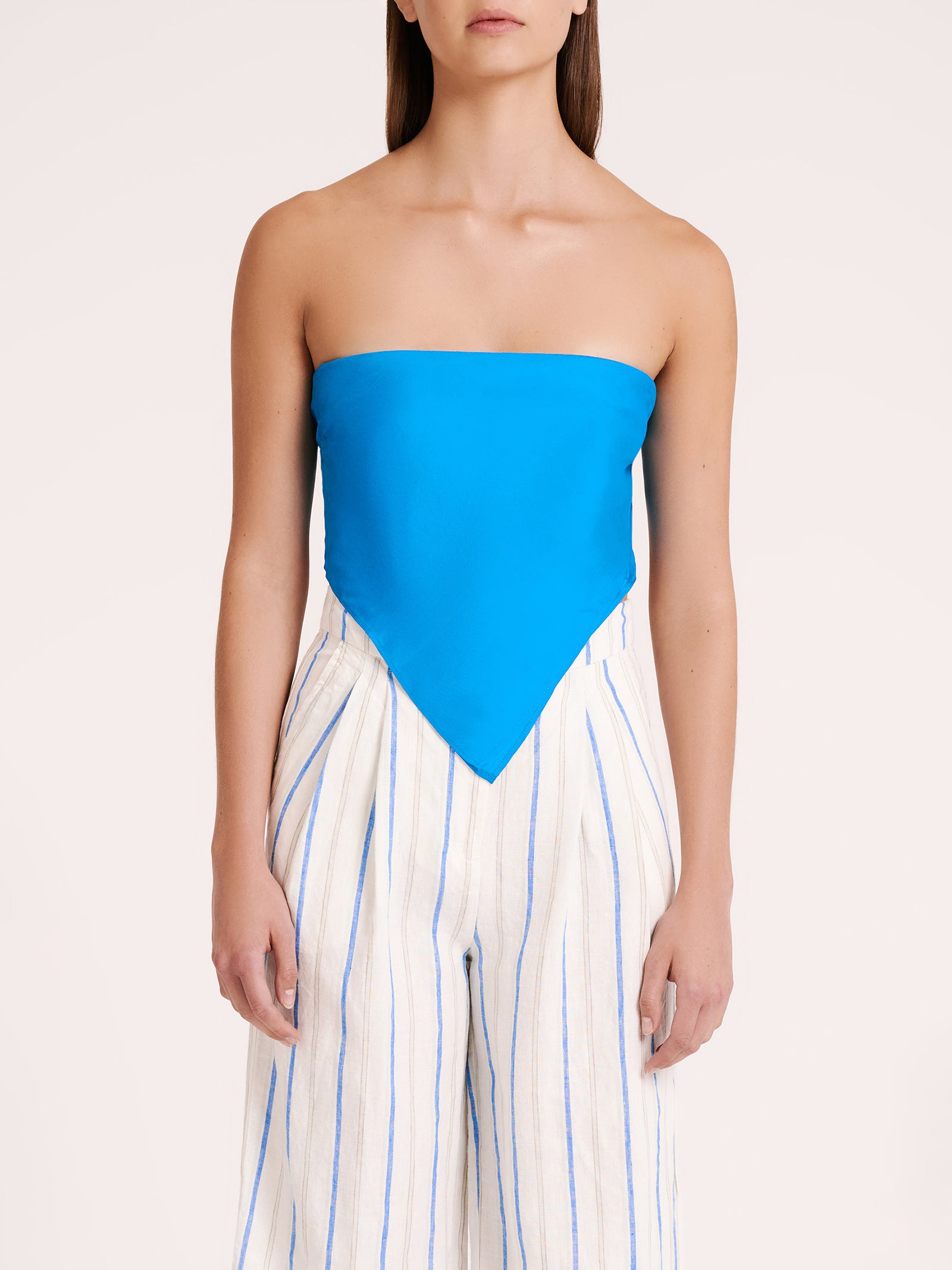 Lea Cupro Scarf Top in Azure Blue