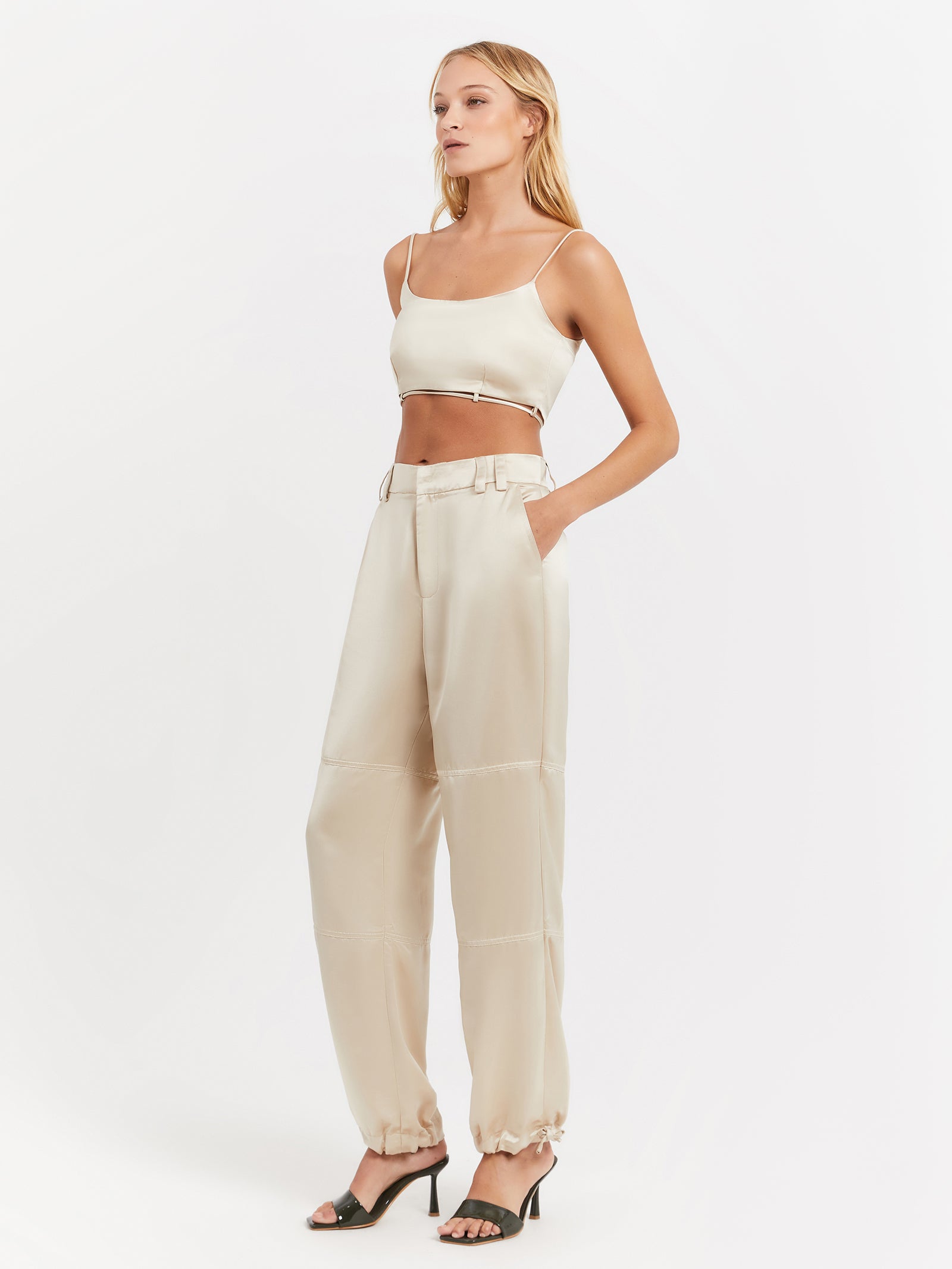 Aster Satin Pants in Ivory