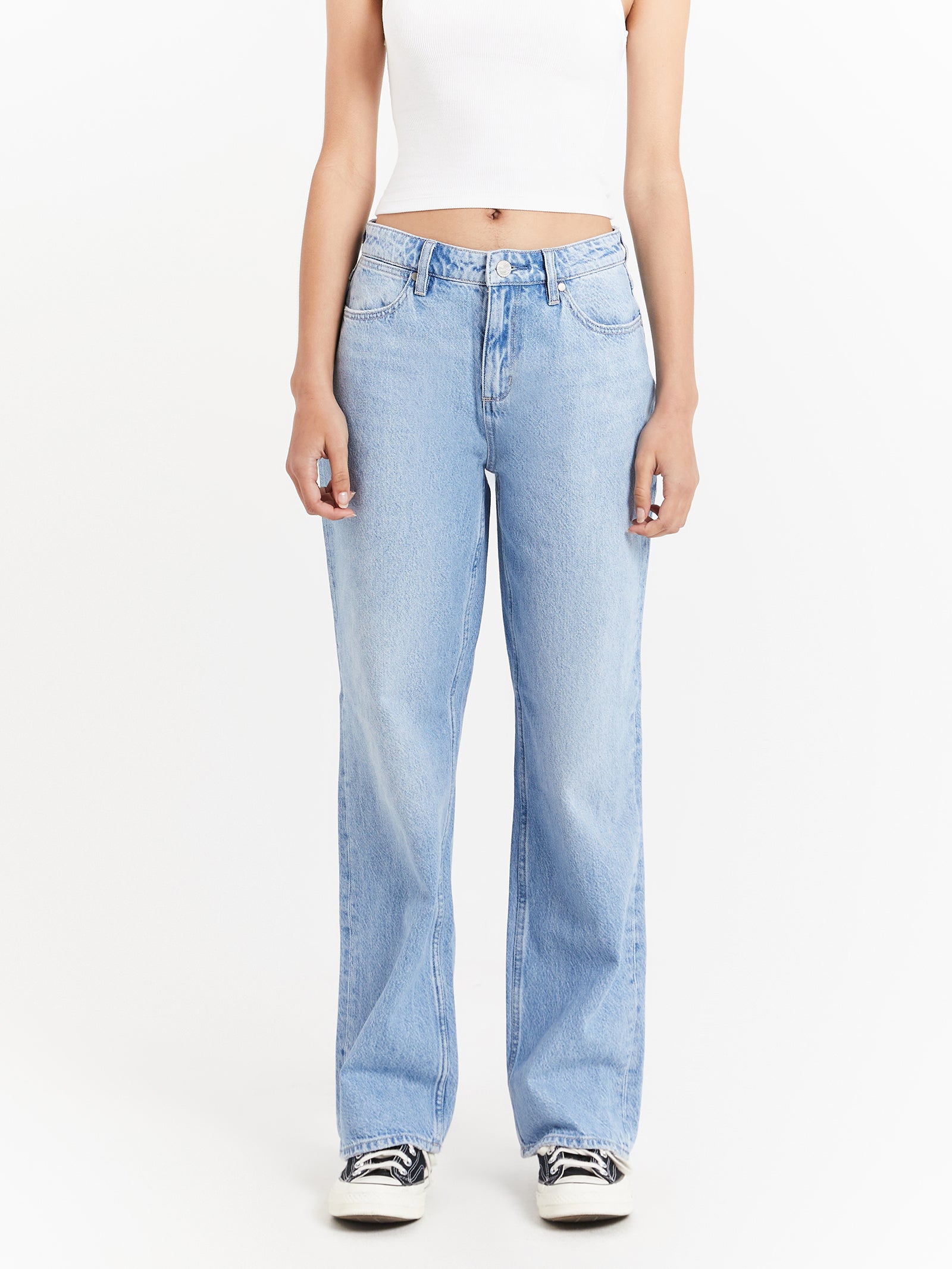 Mid Rise Bella Baggy Jeans in Ocean Blue