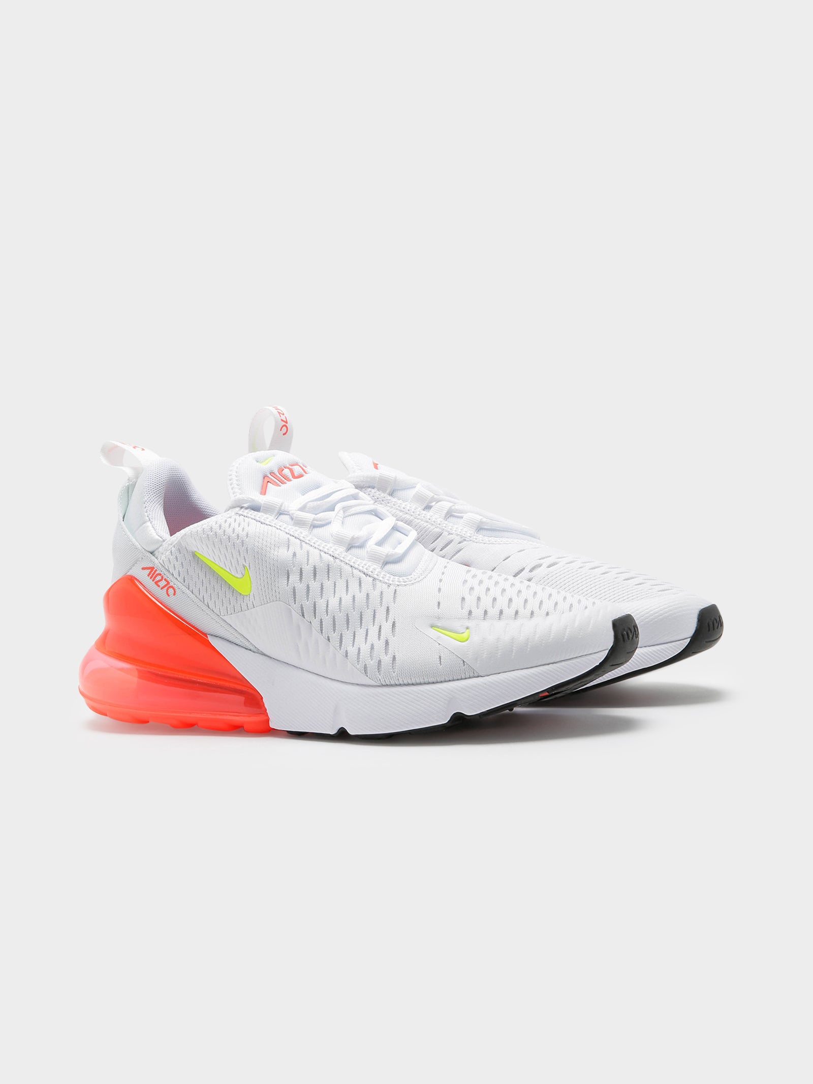 Womens Air Max 270 Sneakers in White & Orange