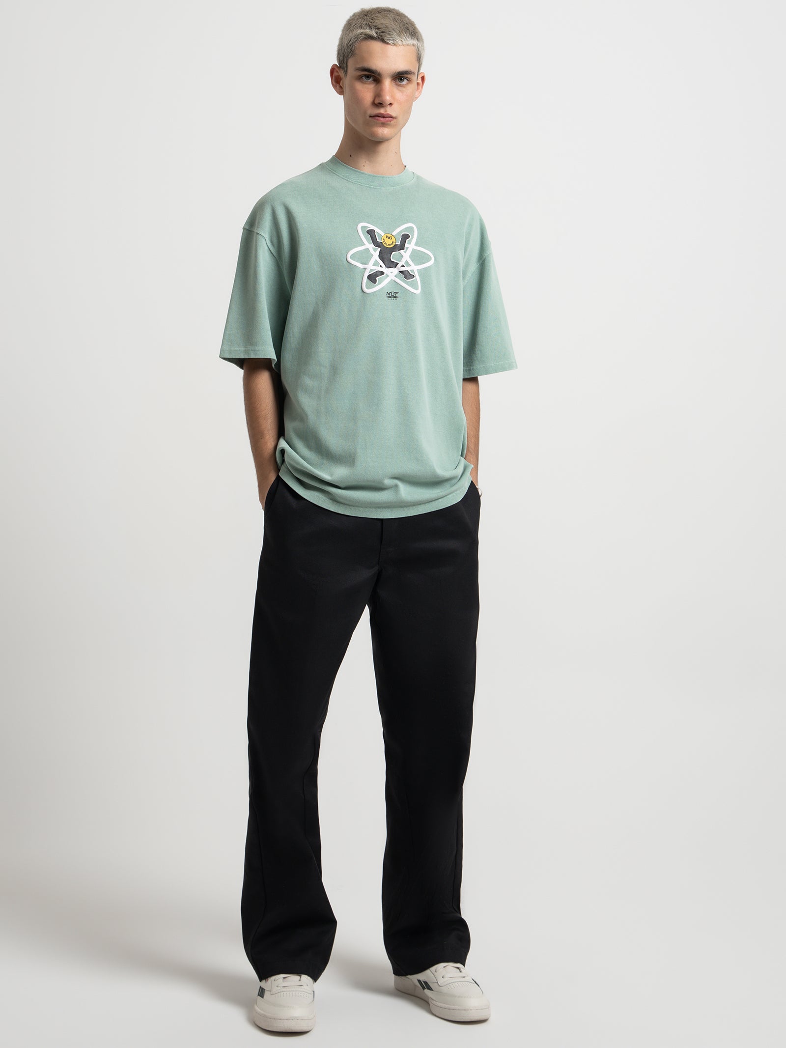 Online Activity T-Shirt in Sage Green Overdye