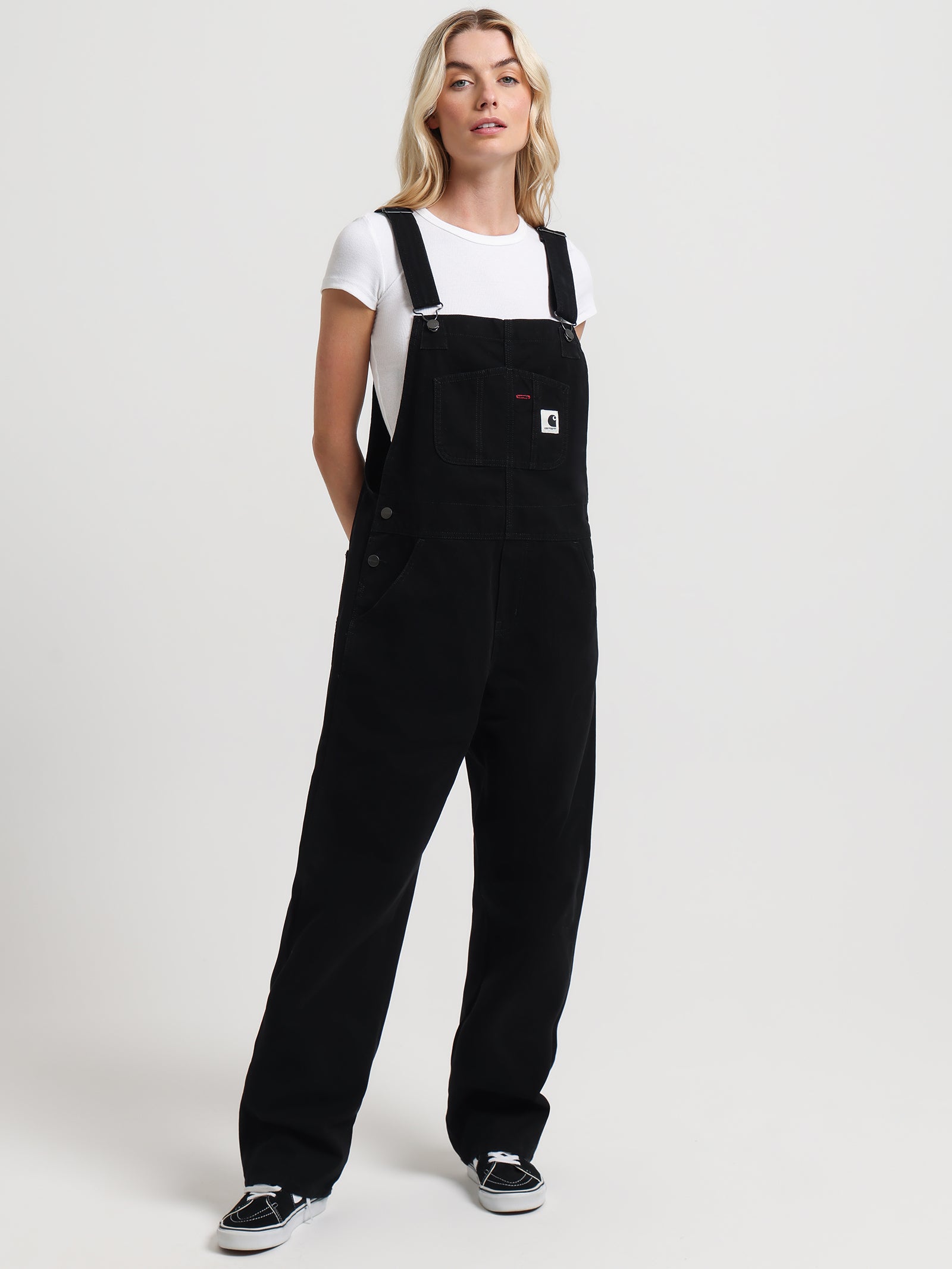 Bib Straight-Leg Overalls in Black