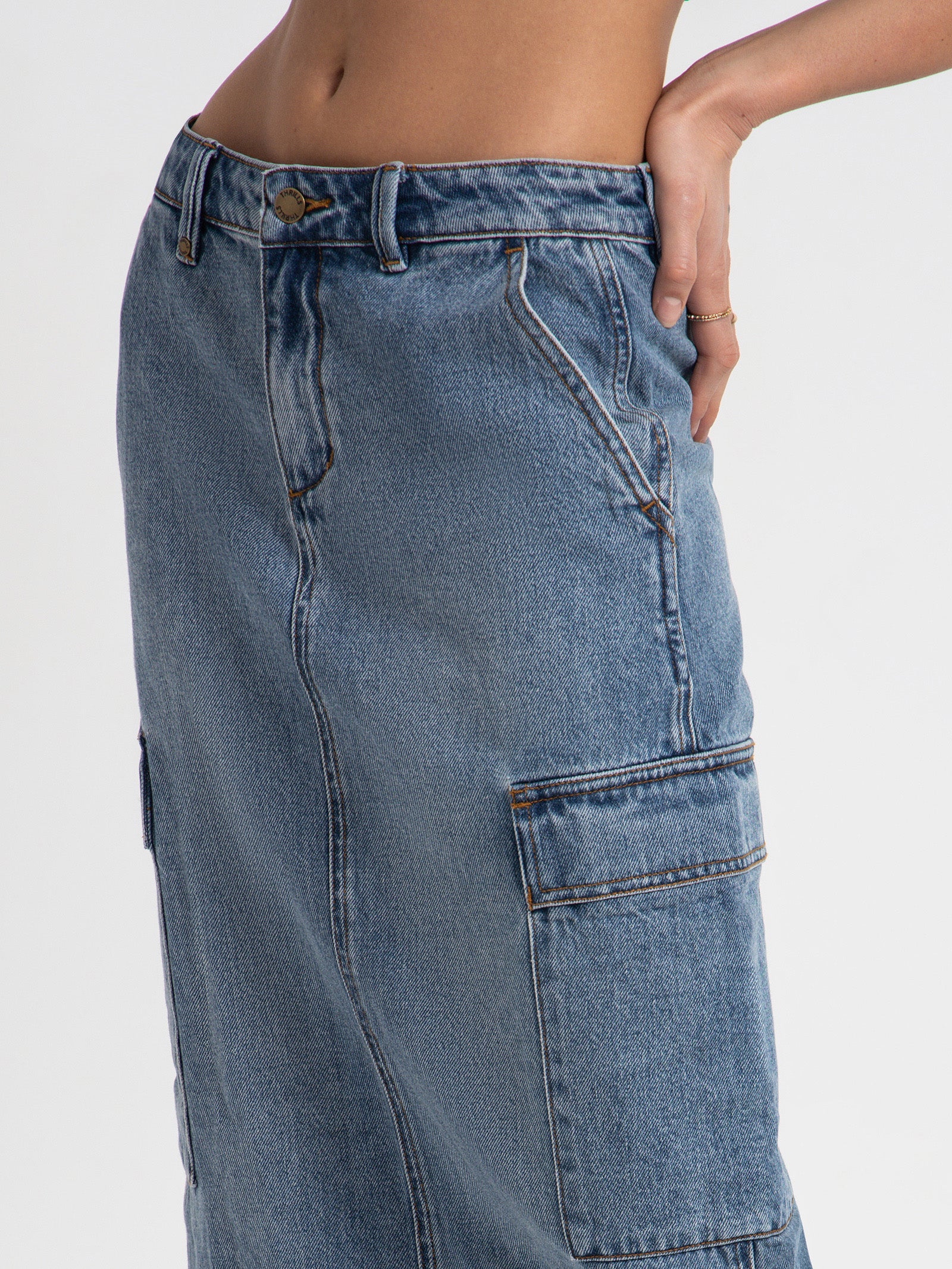 Frankie Cargo Skirt in Weathered Blue