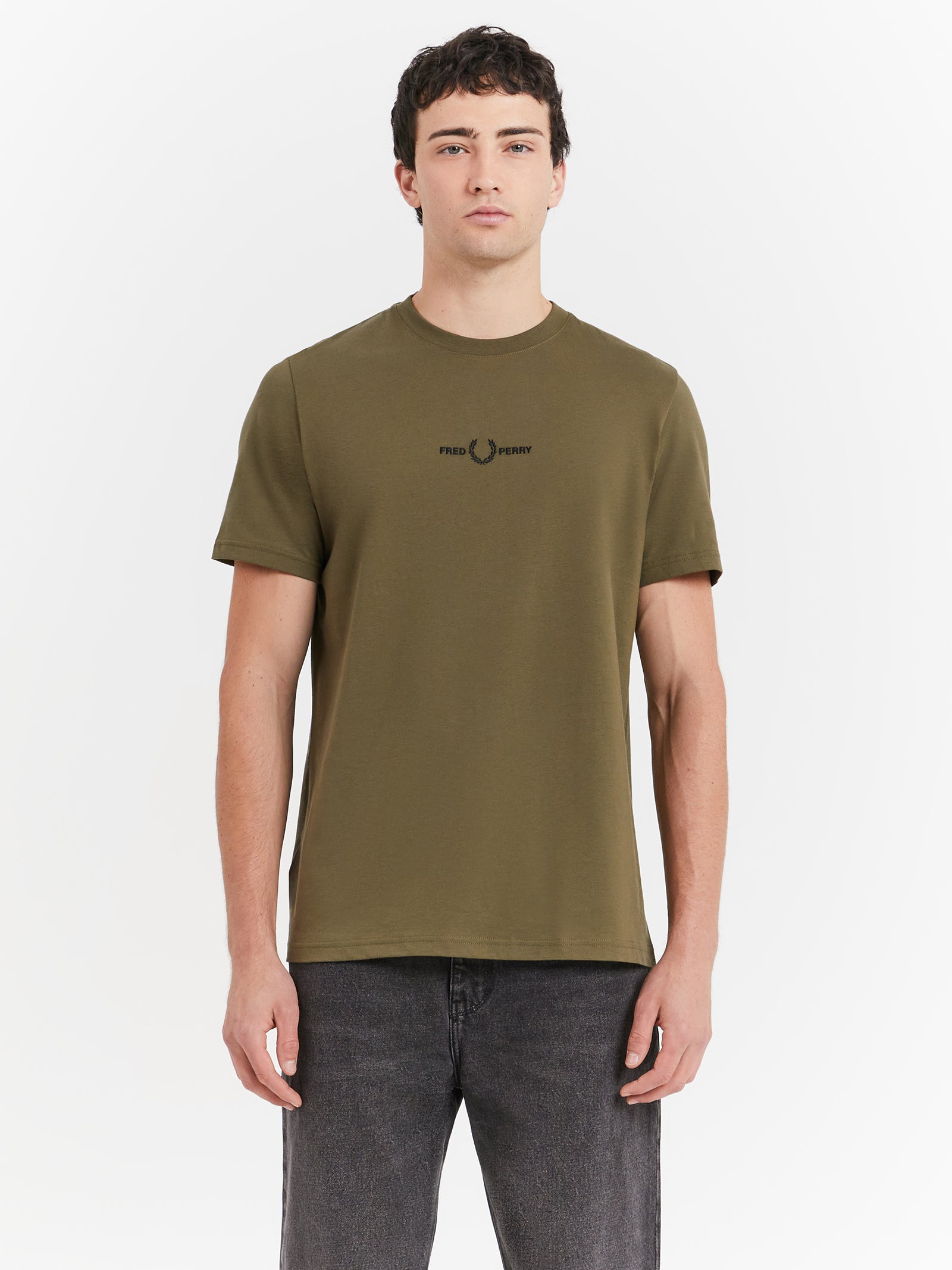 Embroidered T-Shirt in Uniform Green