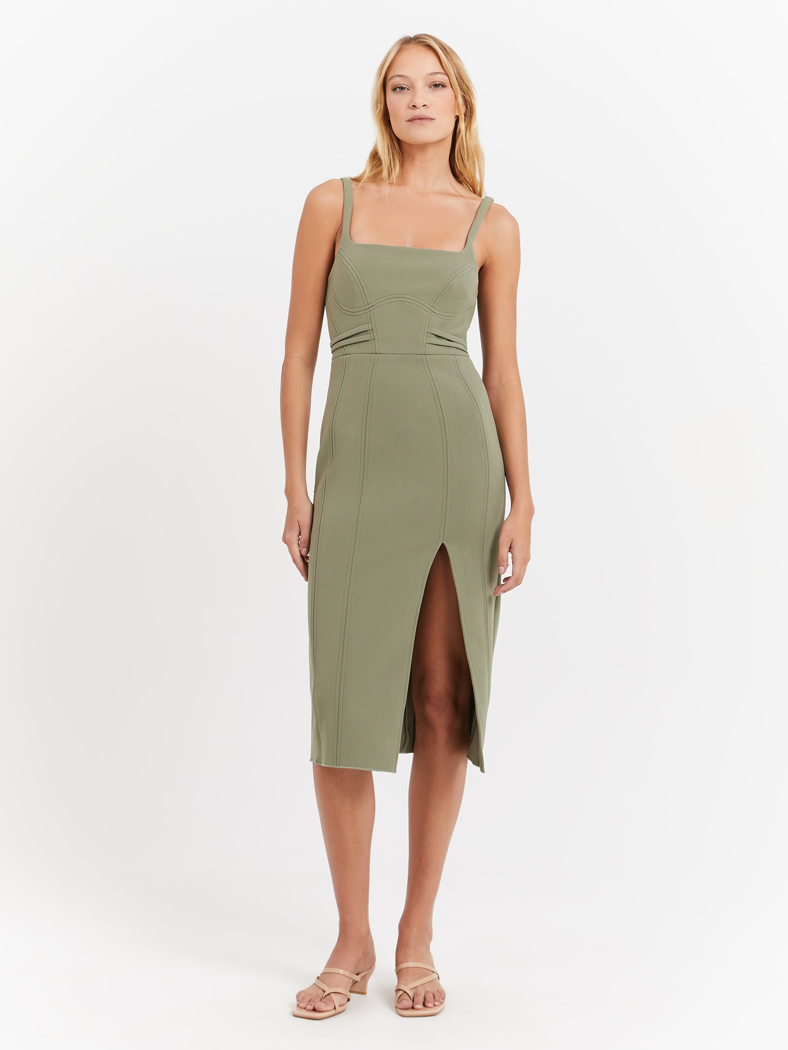 Kavita Bonded Midi Dress in Fern