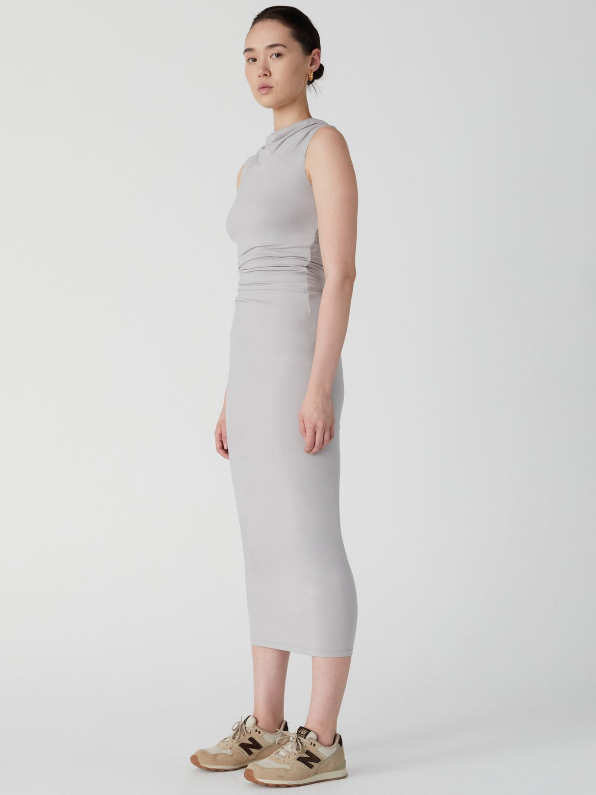 Billie Midi Dress in Ice Grey