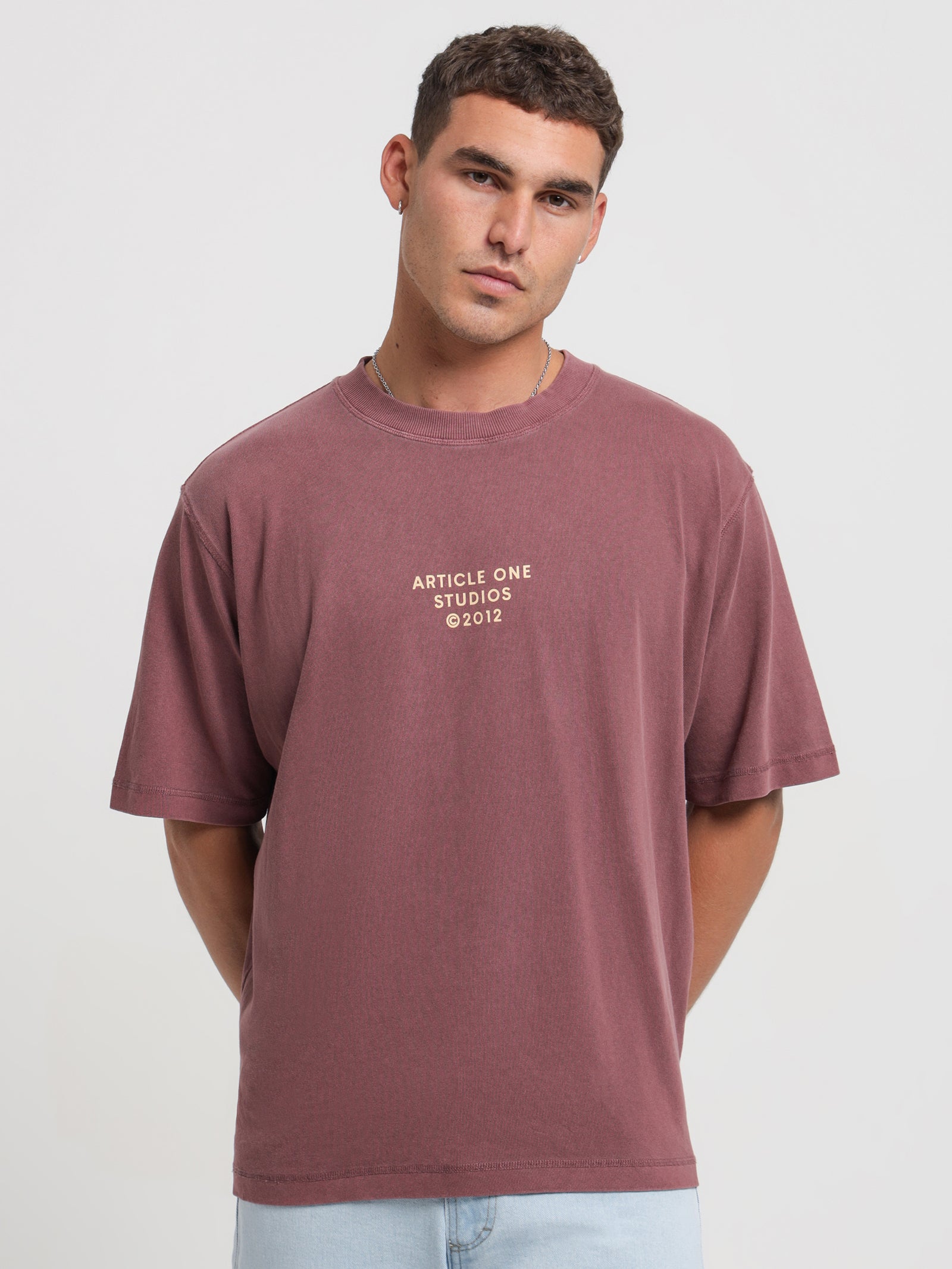 Studio Logo T-Shirt in Merlot Red