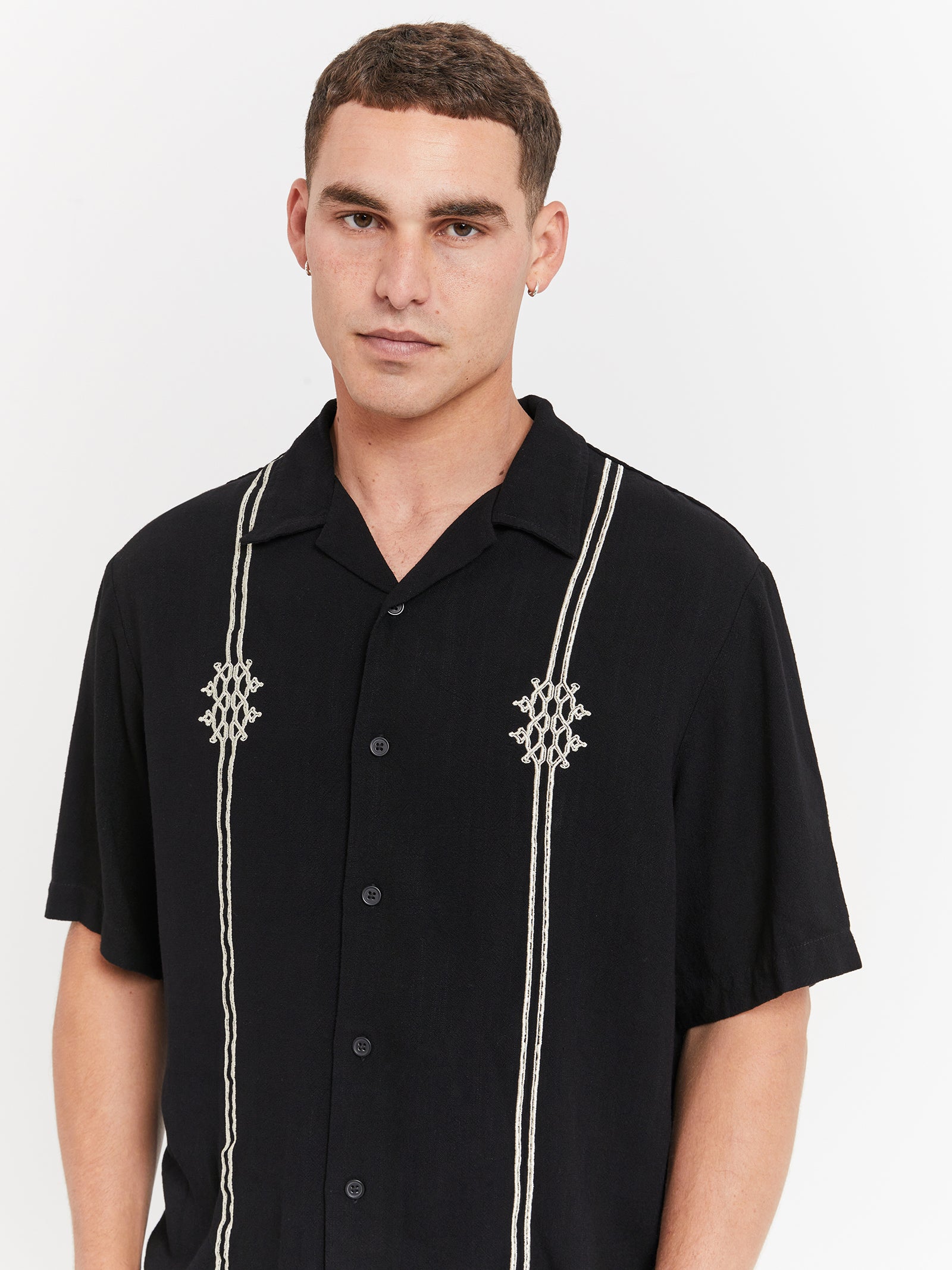 Enigma Bowling Shirt in Washed Black