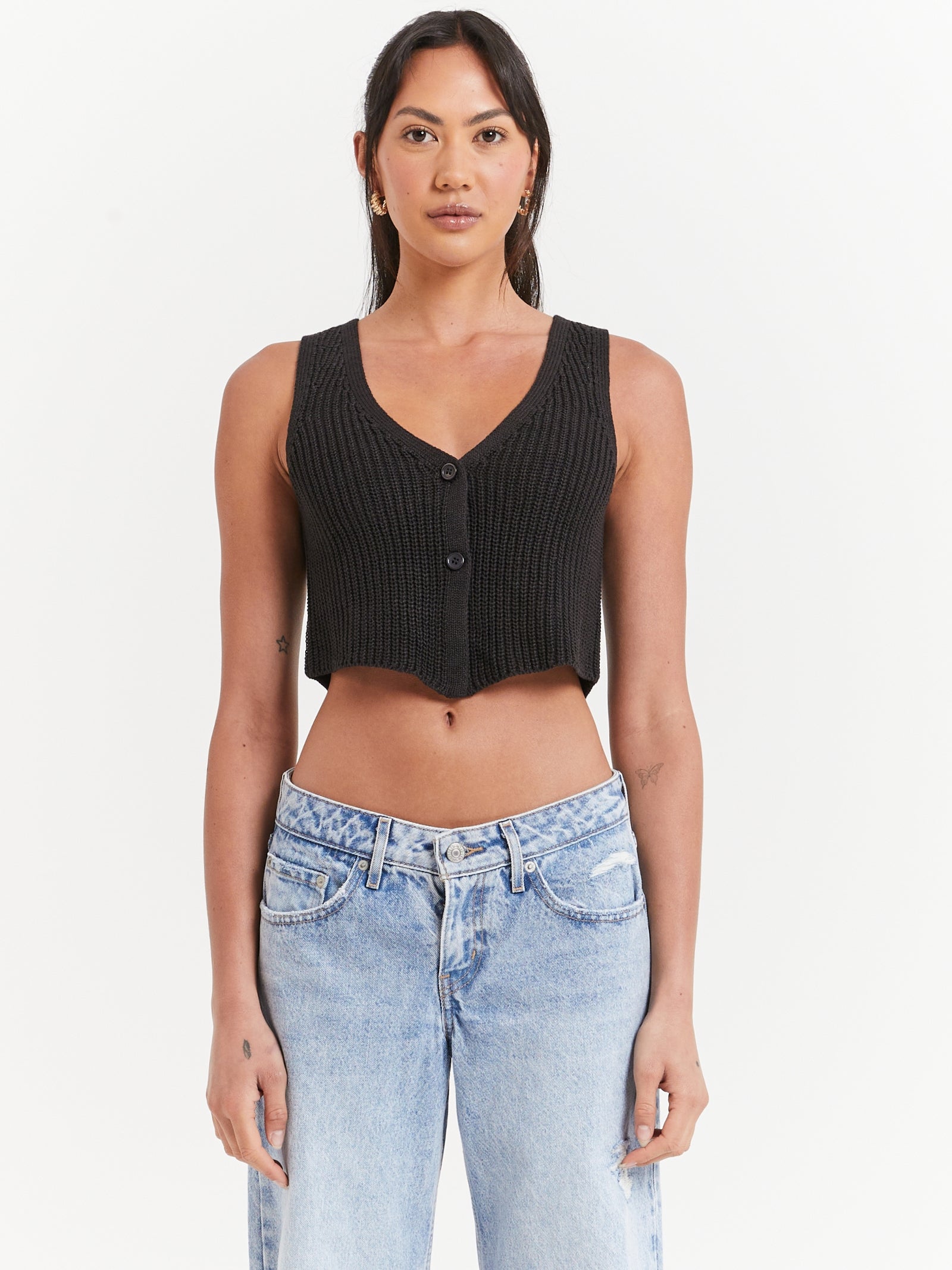 Elle Knit Vest in Coal