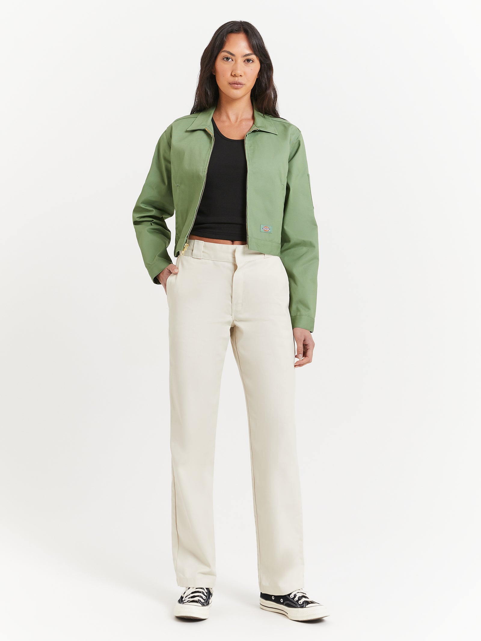 Eisenhower Cropped Jacket in Jade Green