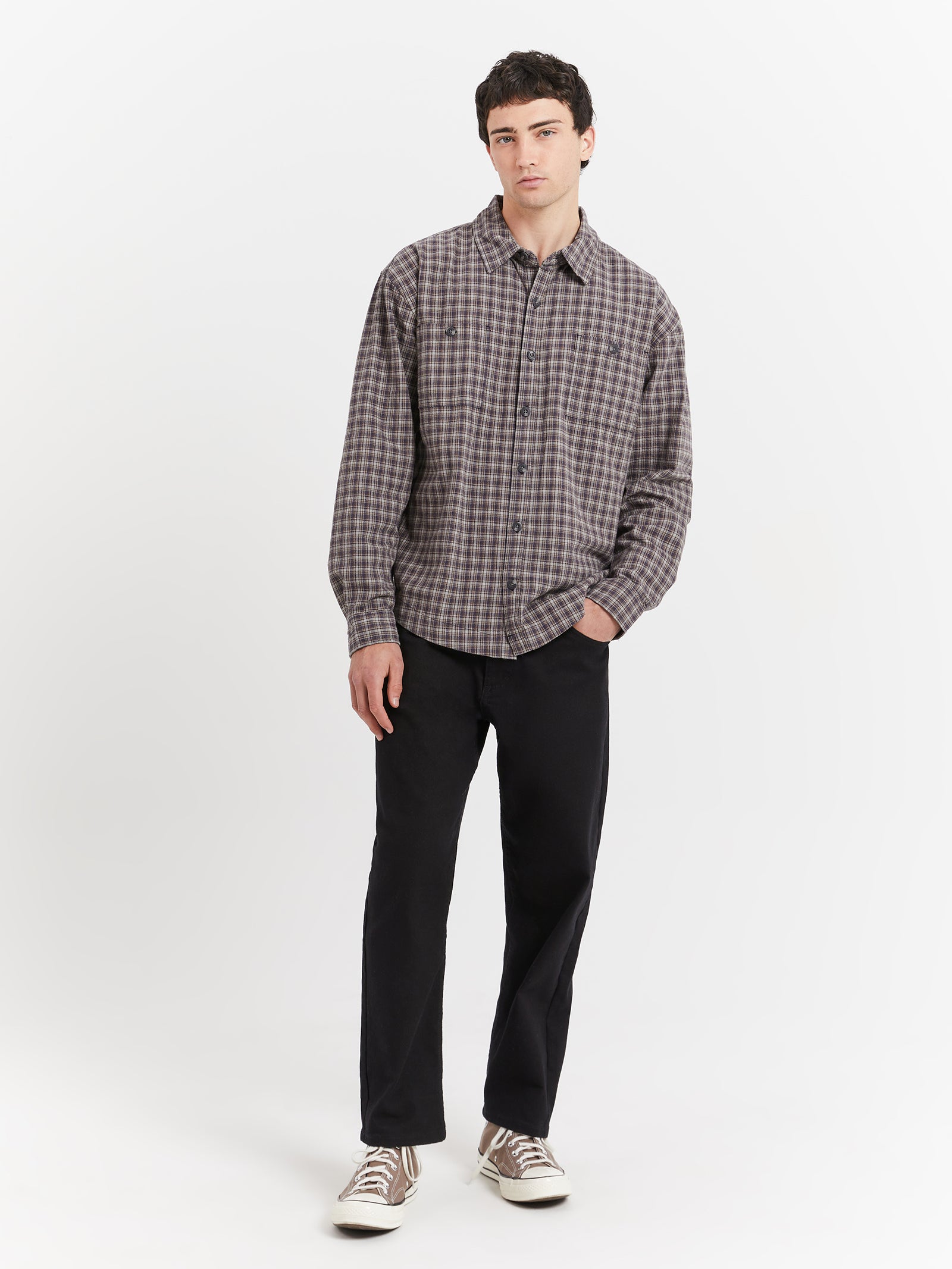 Drew Long Sleeve Shirt in Storm