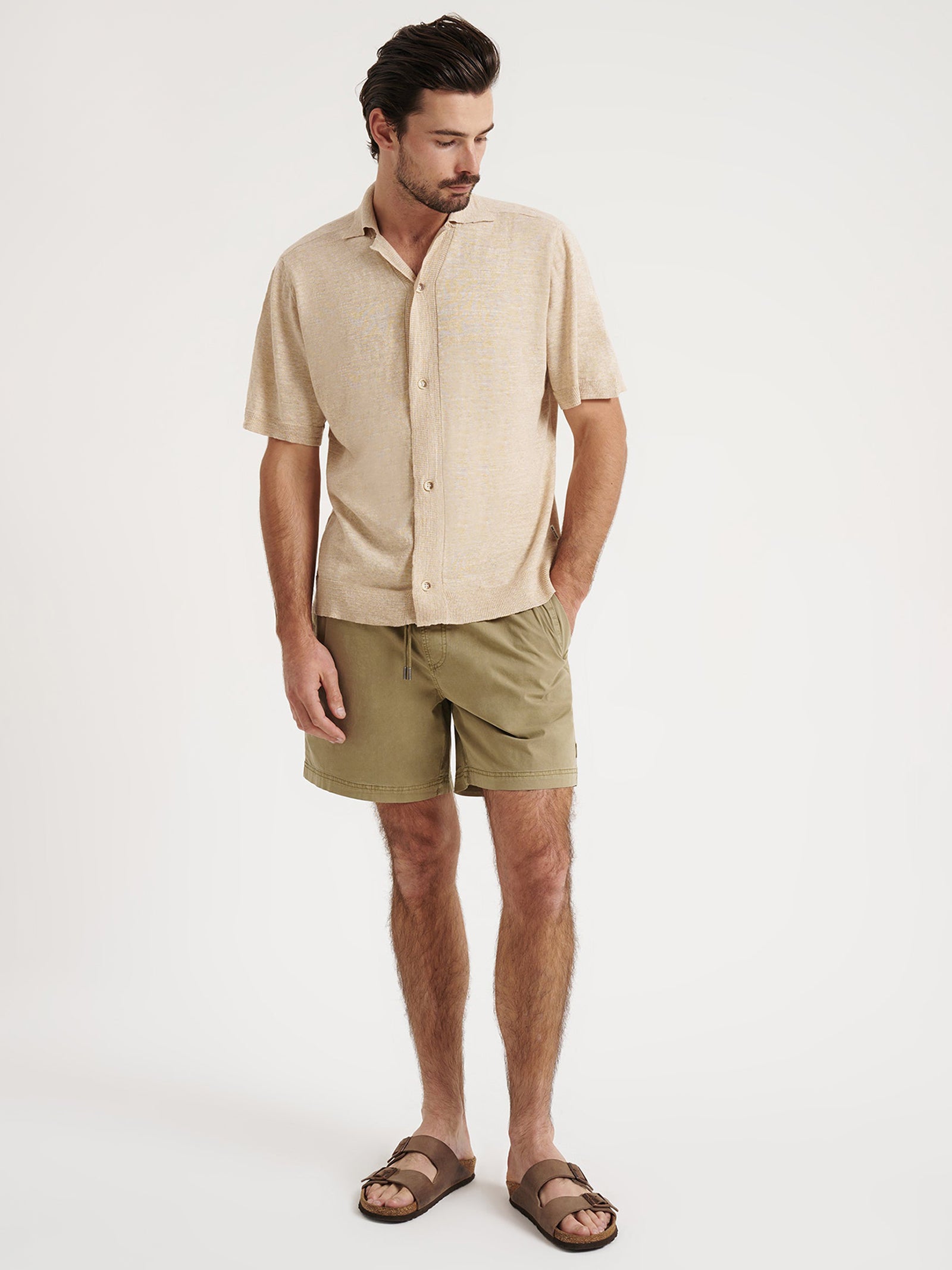 Mercer Knit Shirt in Natural Marle