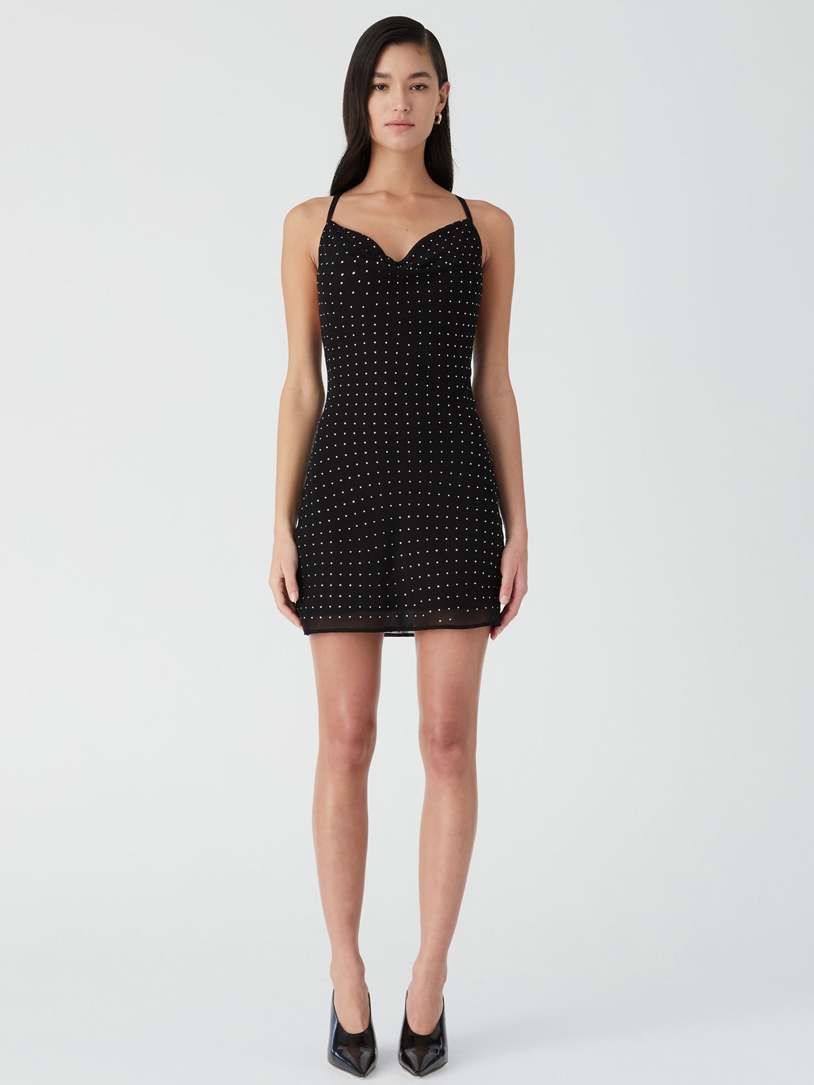 Tacita Mini Dress in Black & Diamante