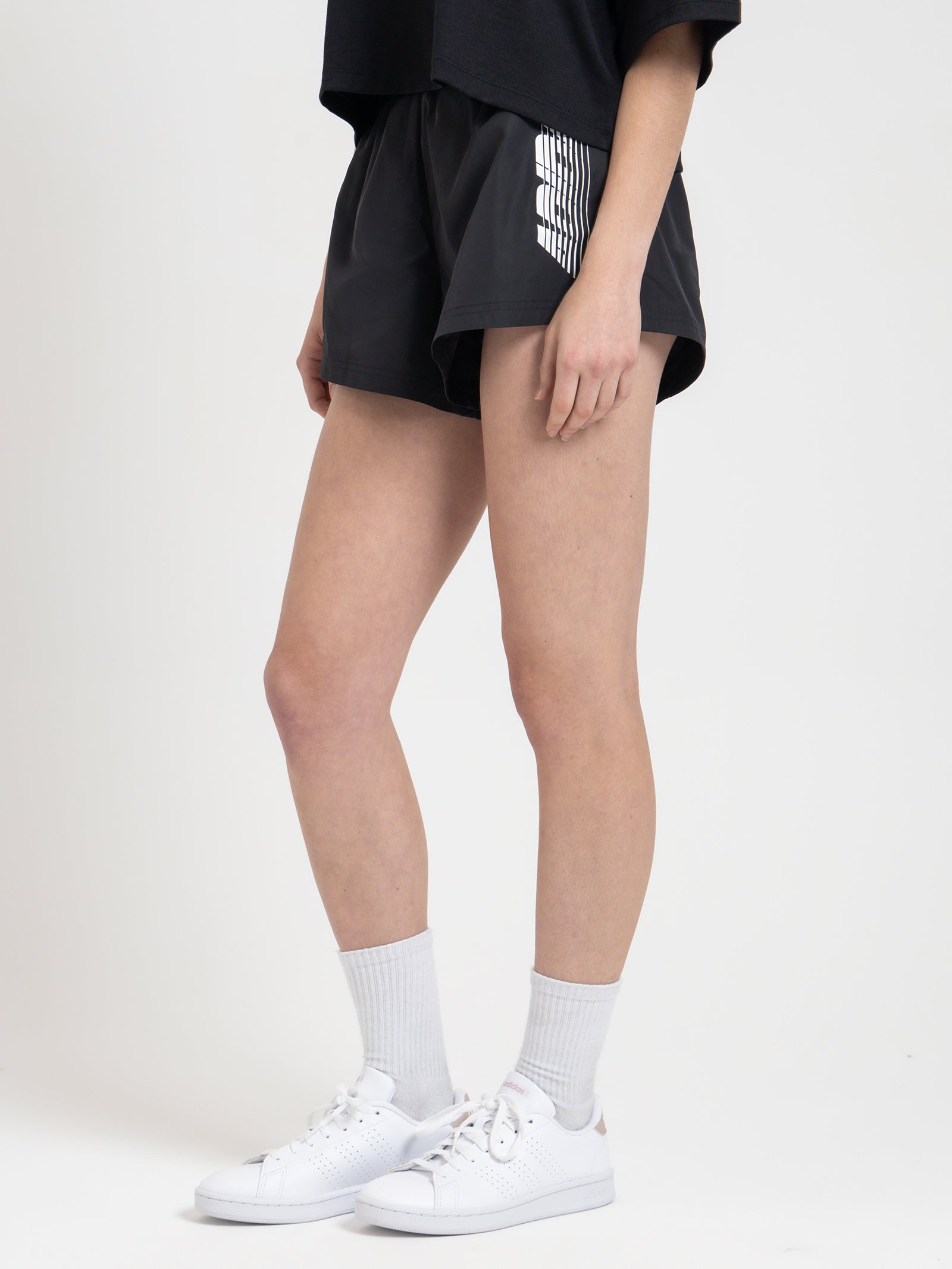 Overbranded Graphic Shorts in Black