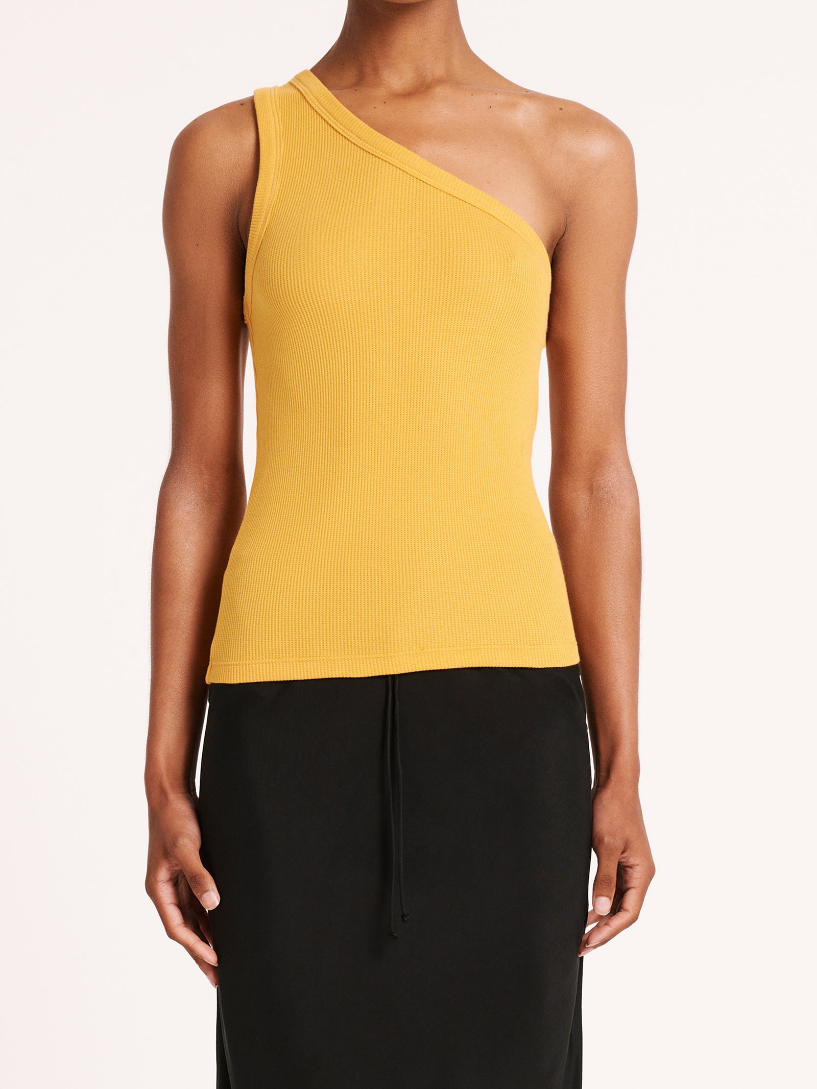 Cecil One Shoulder Tank in Marigold