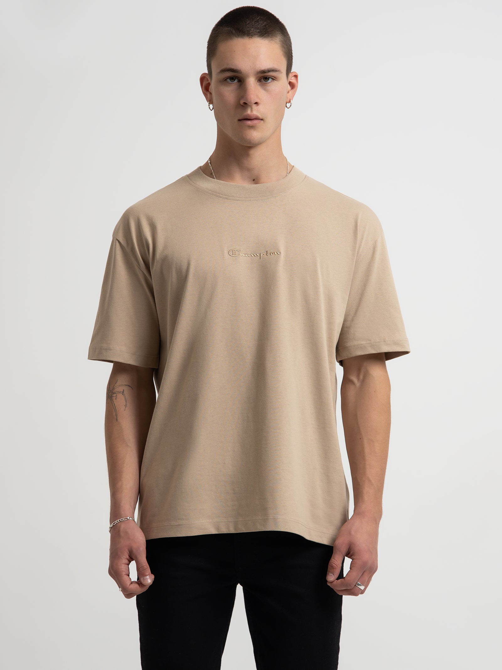 Heritage New Script T-Shirt in Cafe Latte Brown