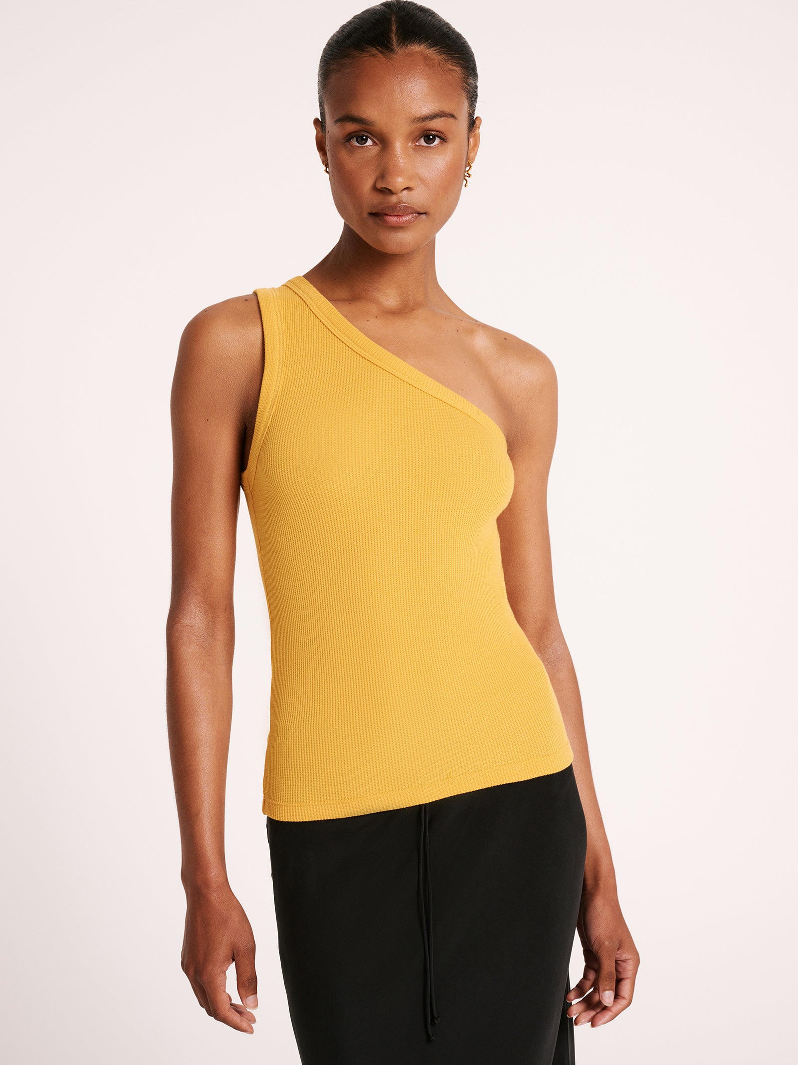 Cecil One Shoulder Tank in Marigold