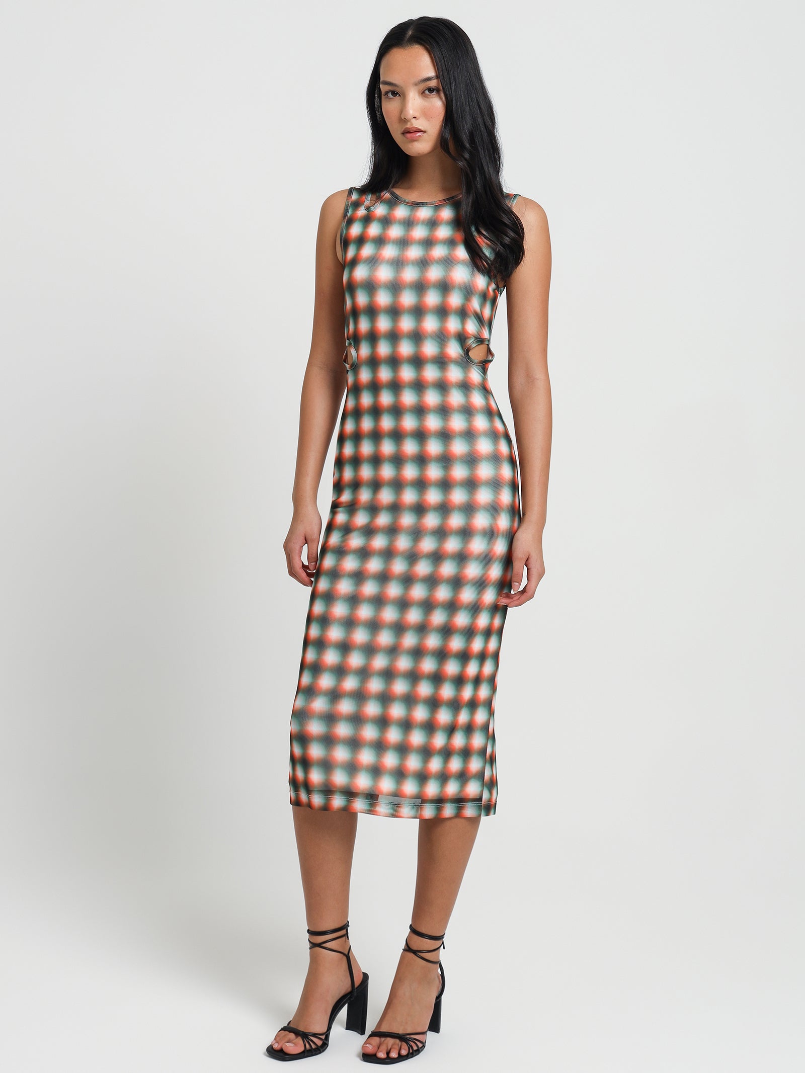 Leomie Mesh Midi Dress in Strobe