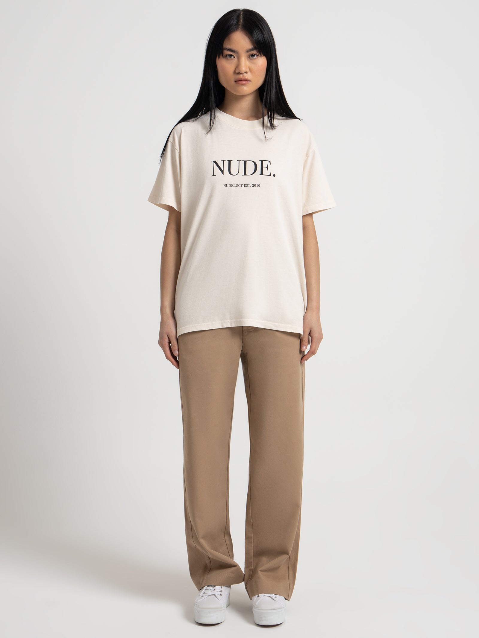 Nude. Organic Boyfriend T-Shirt in Cloud White