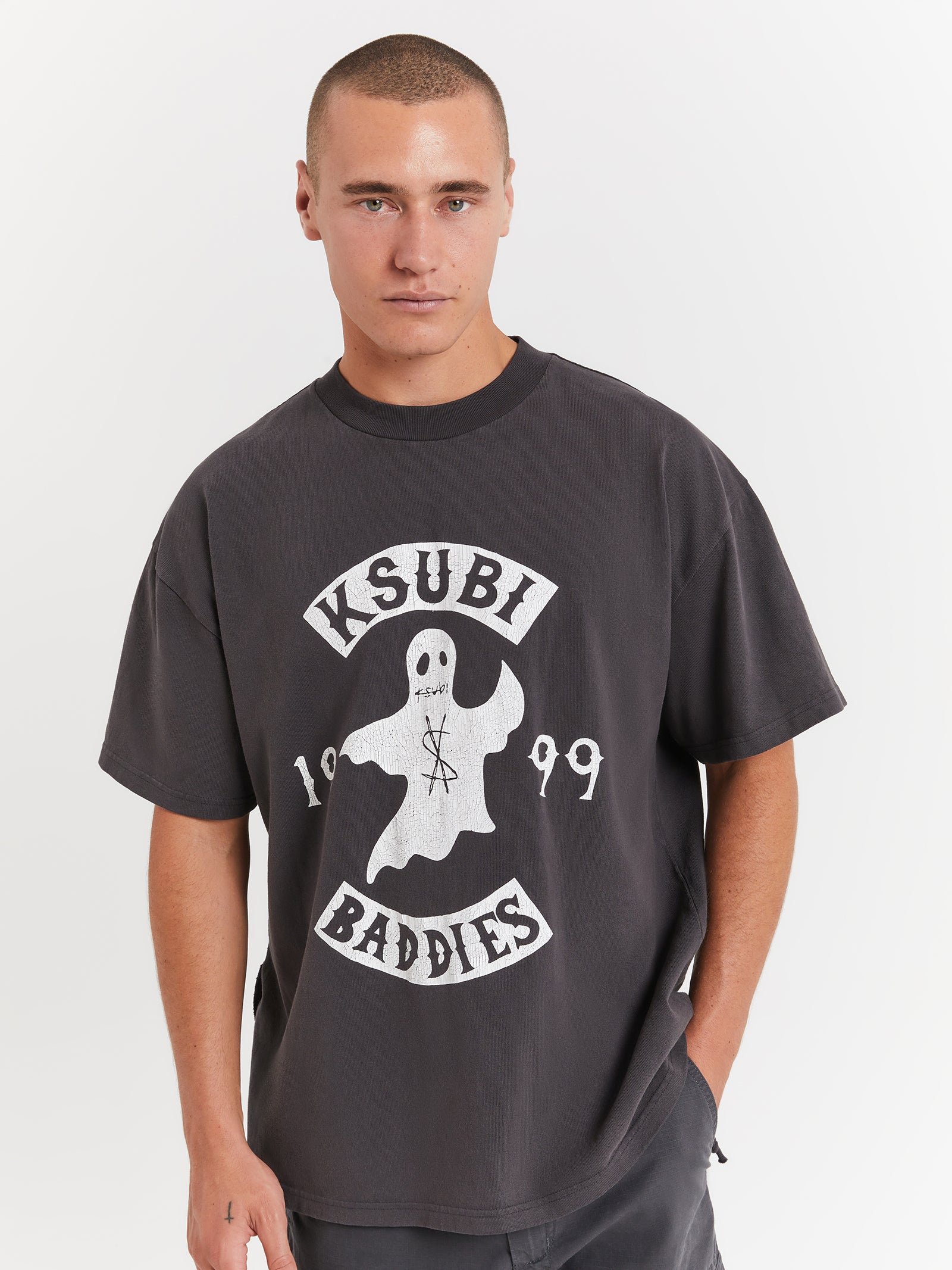 Baddies Ekcess Short Sleeve T-Shirt in Faded Black