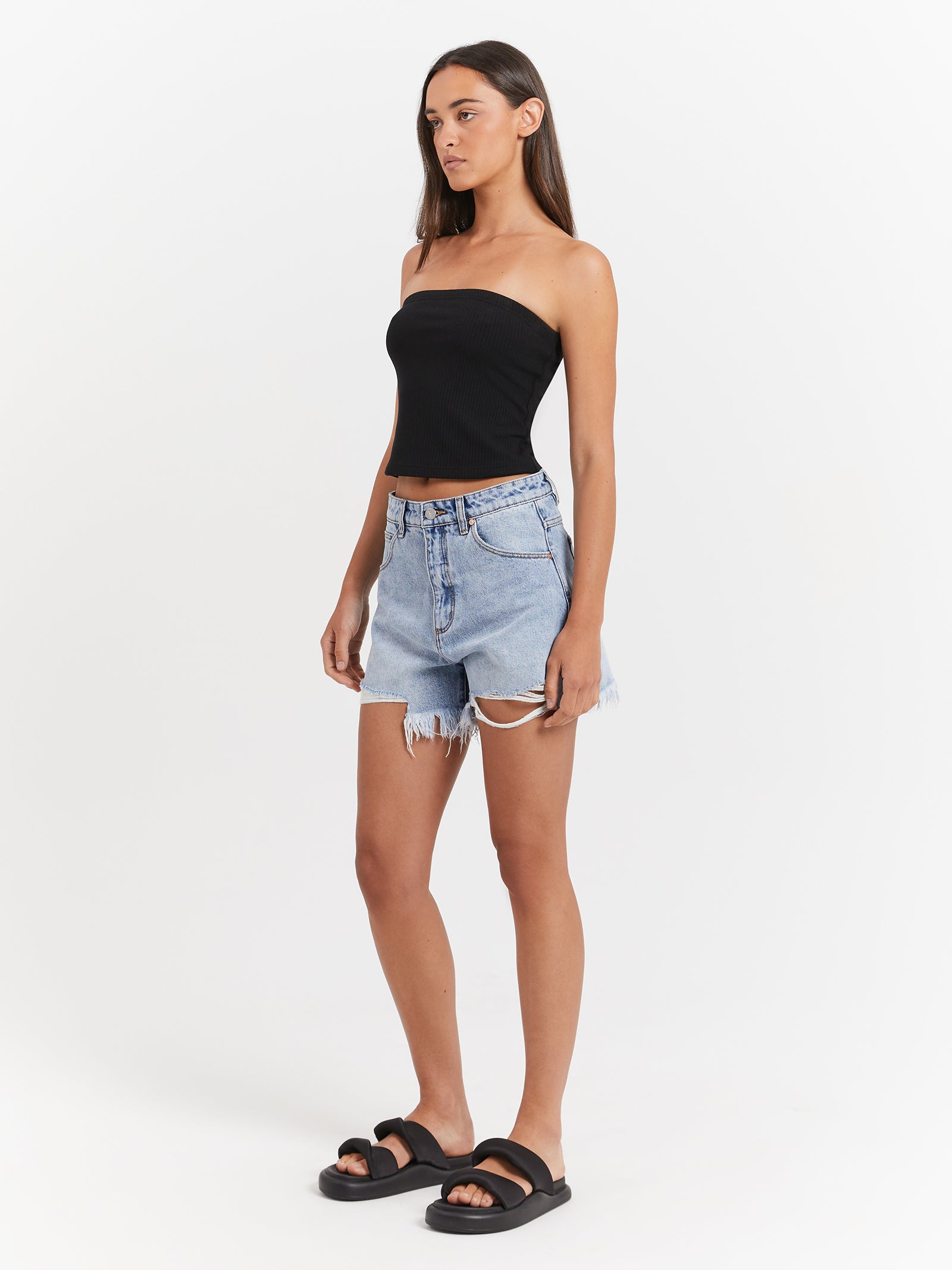 Venice Short Suzie Rip Shorts in Distressed Vintage Blue