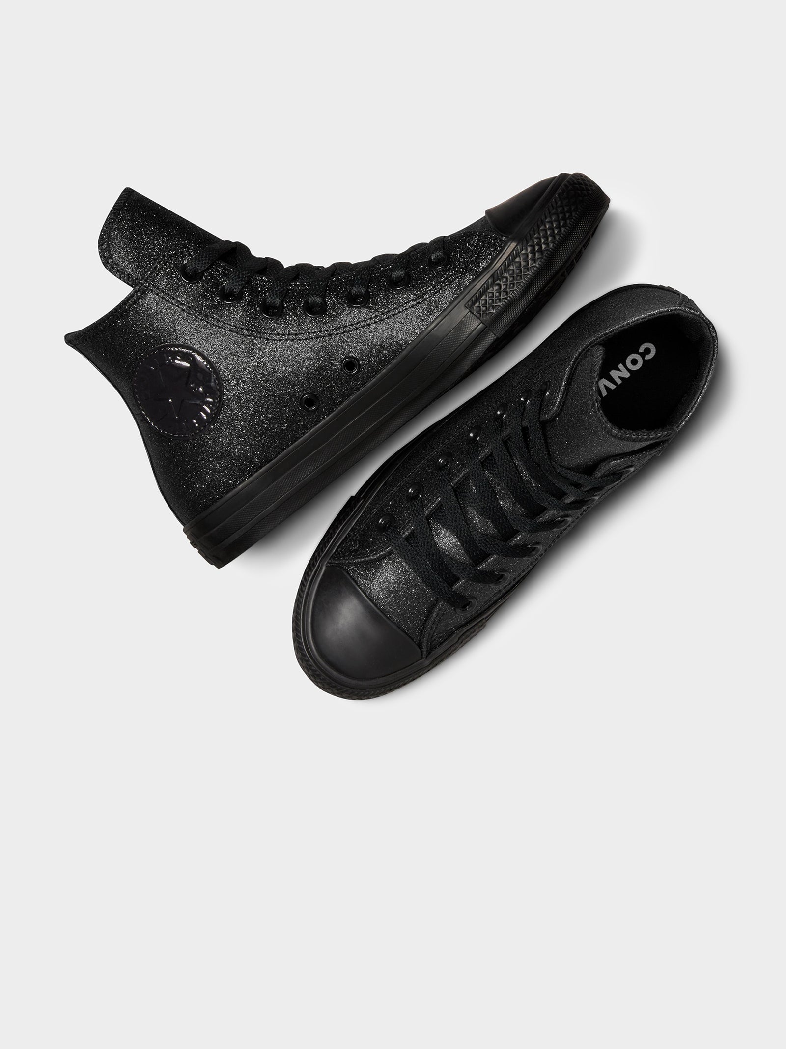 Unisex Chuck Taylor All Star Sparkle Party High Top Sneakers in Black