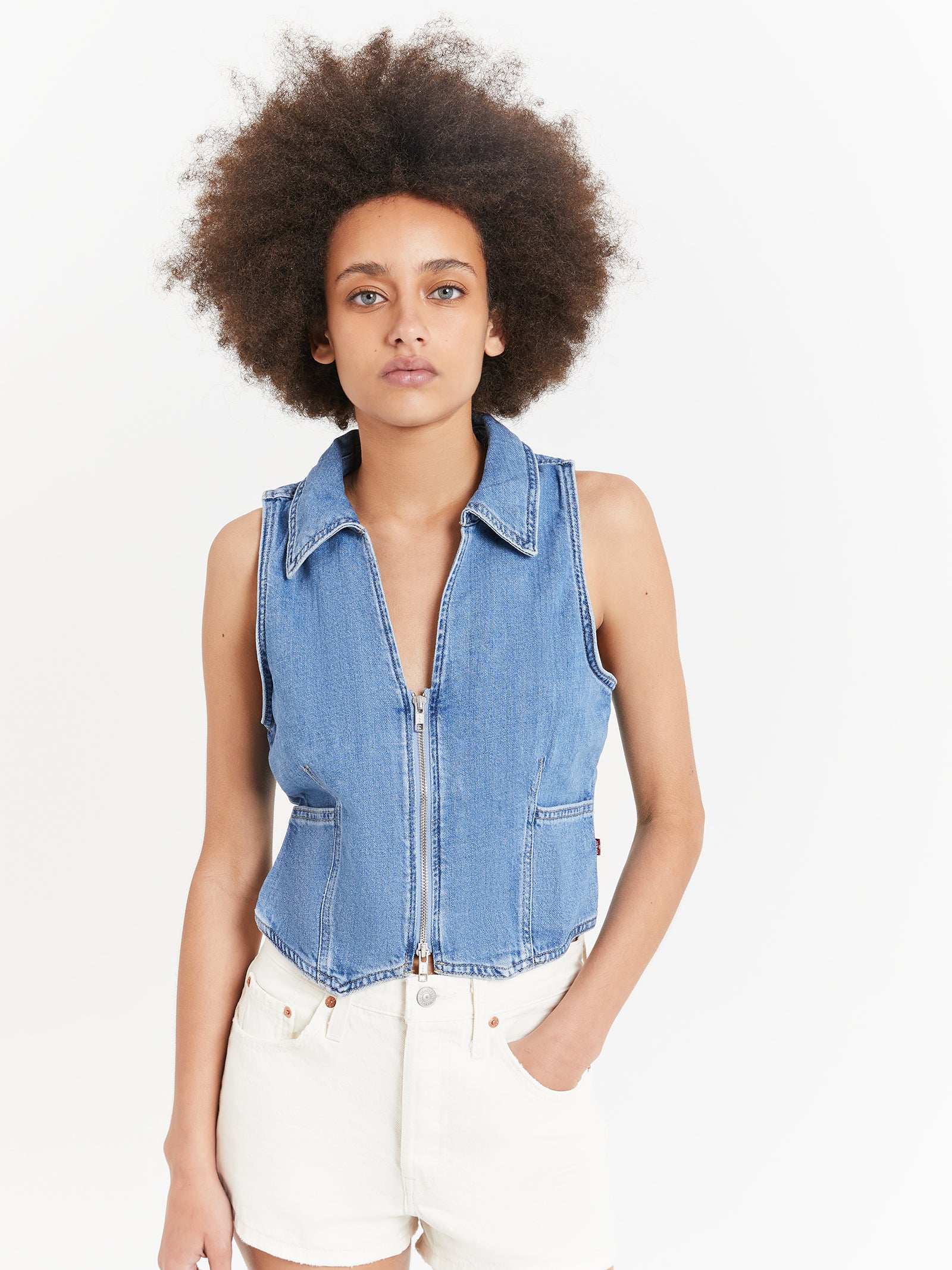 Lilou Denim Vest in Blushing Don 8