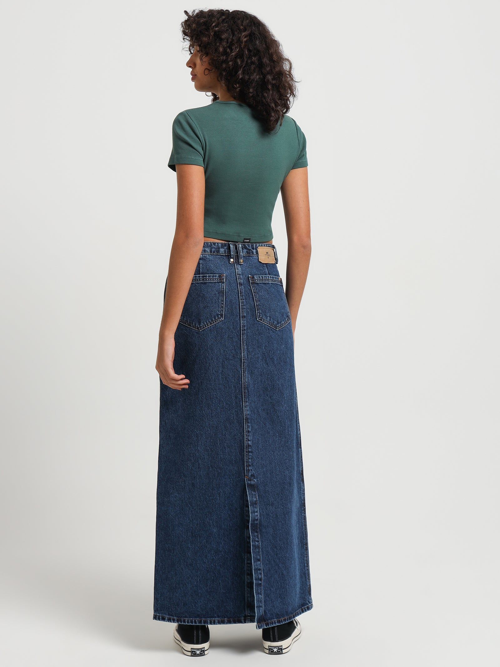 Farrah Maxi Skirt in Worn in Blue