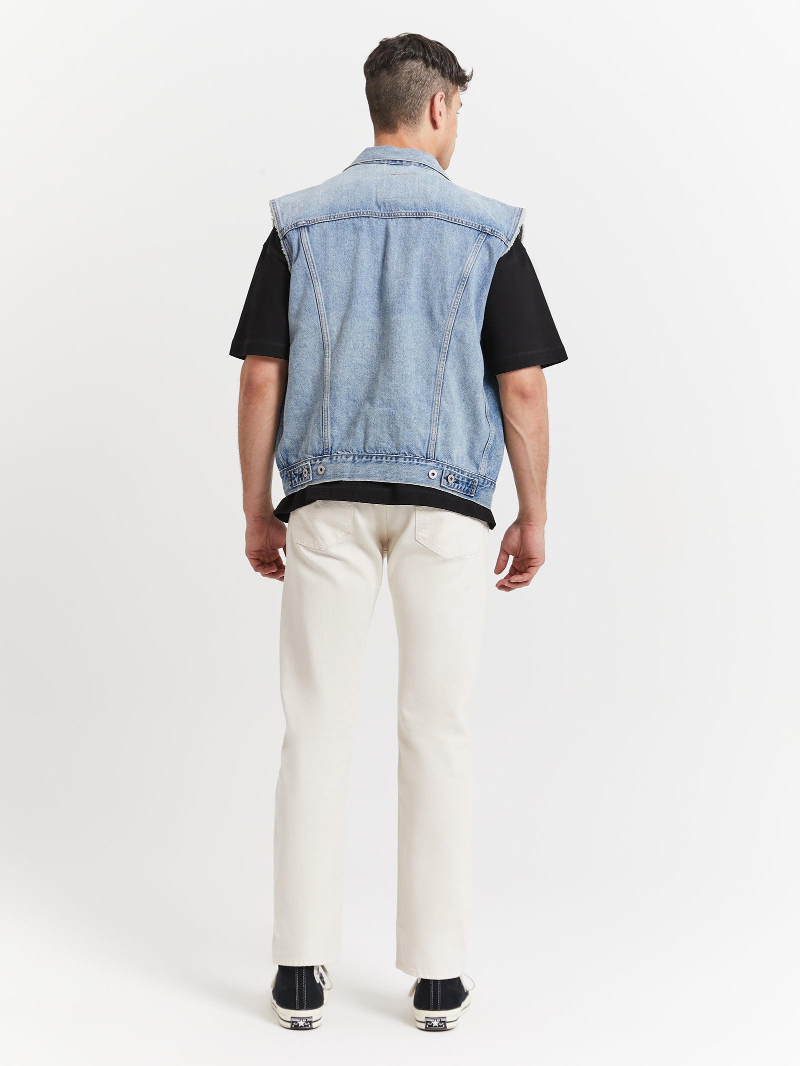 Relaxed Trucker Vest in Kentucky Blue Medium Wash