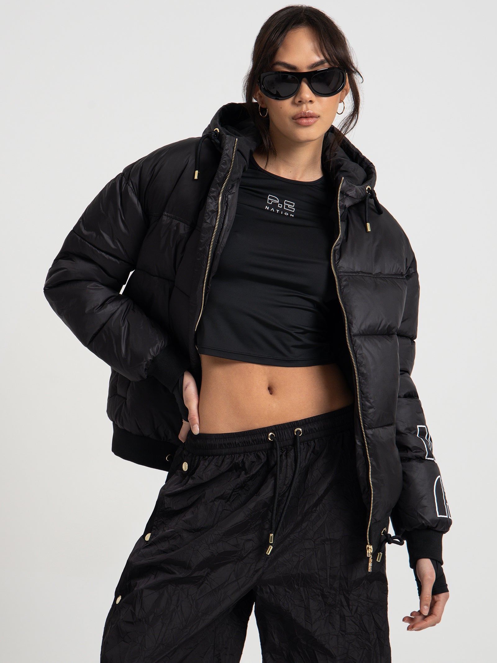 Infinite Hooded Puffer Jacket in Black