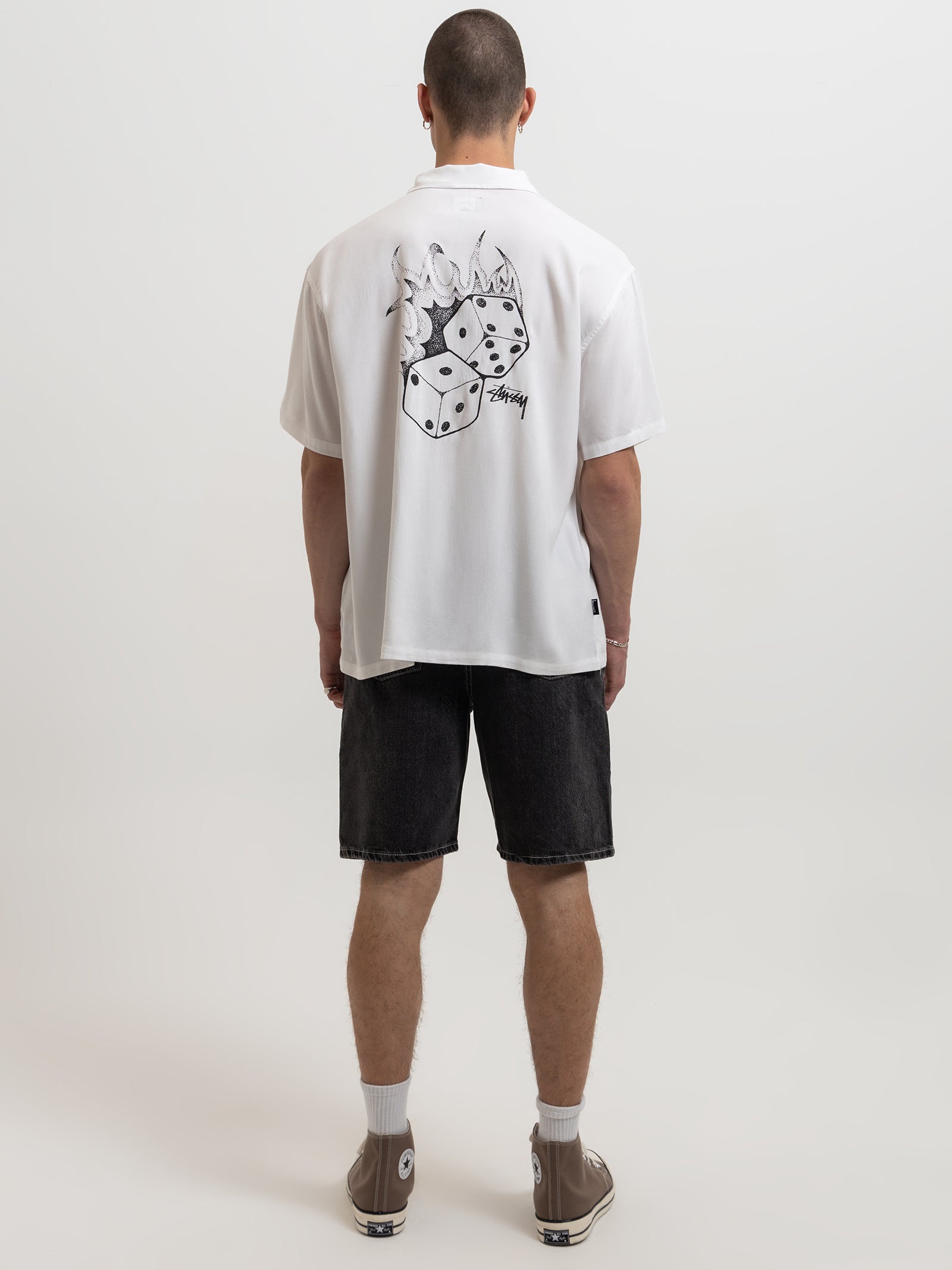 Fire Dice Short Sleeve Shirt in White