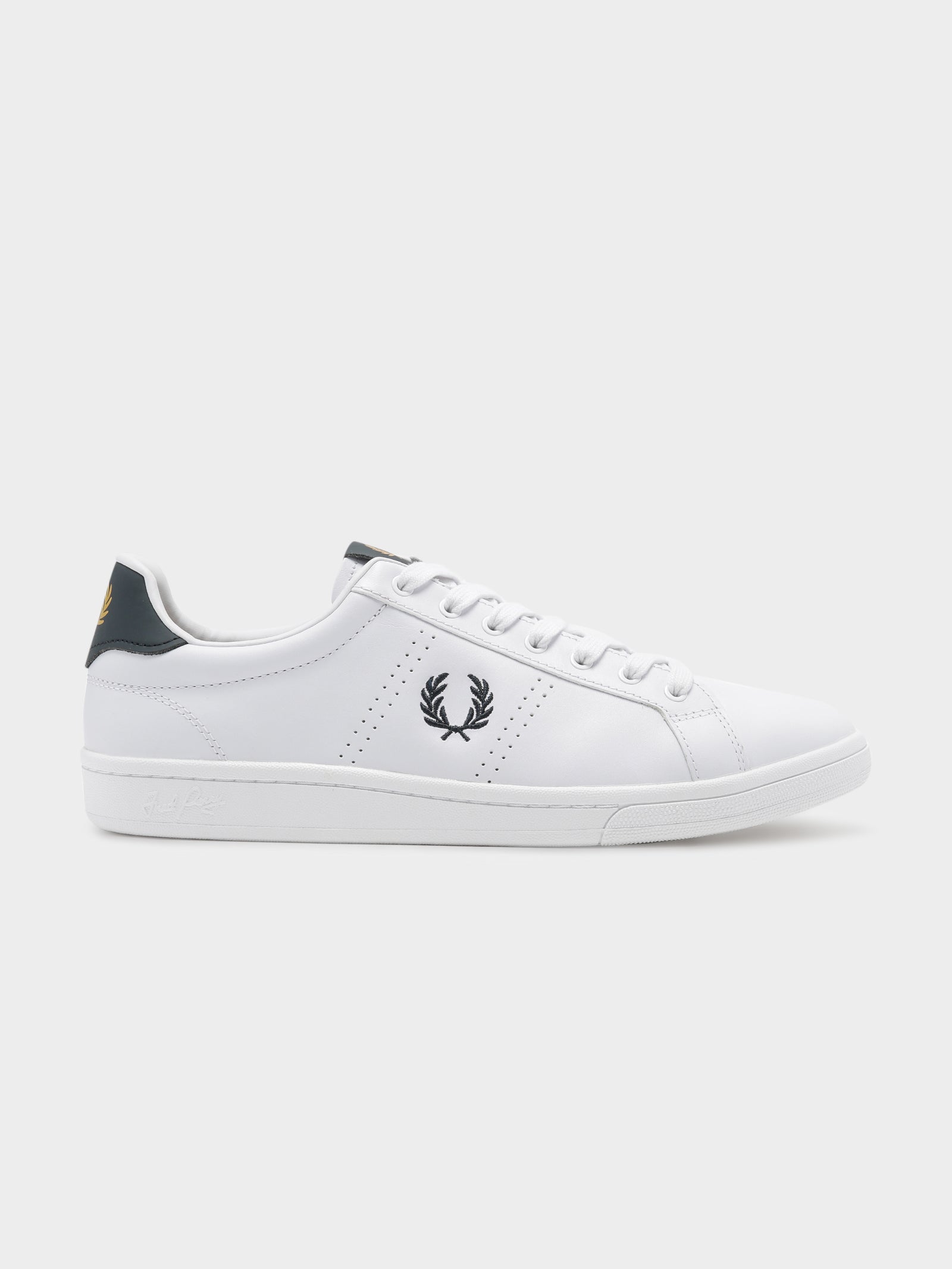 Mens B721 Leather Tab Sneakers in White & Navy