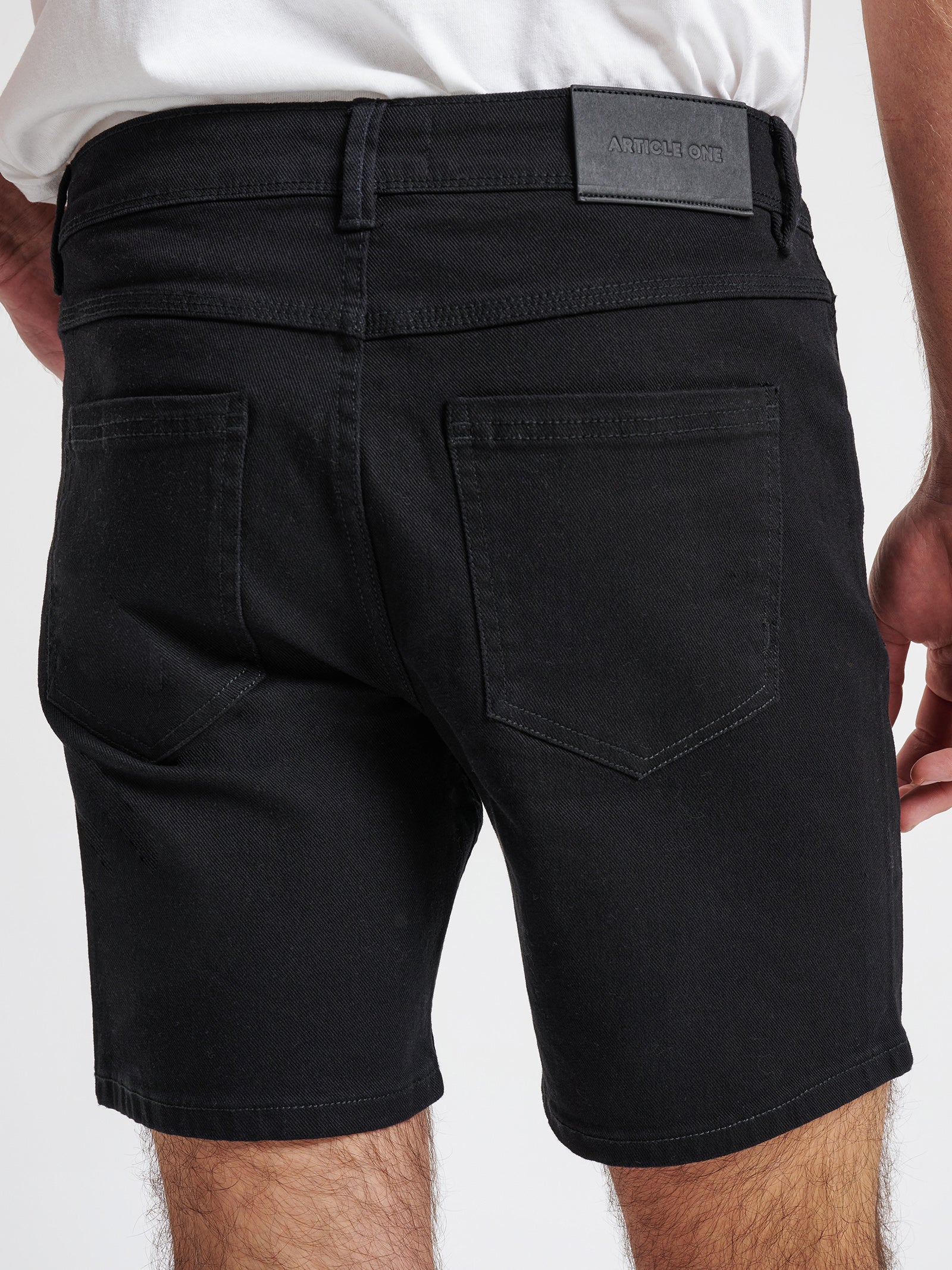 Niko Slim Denim Shorts in True Black