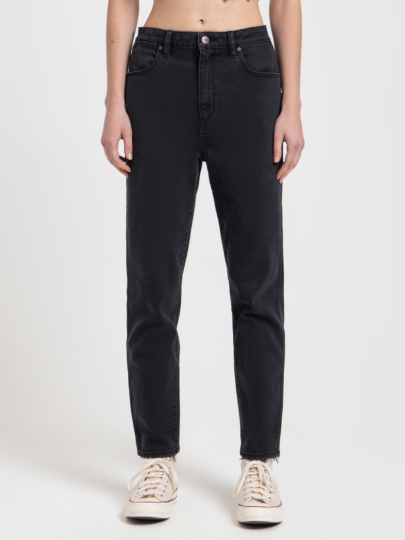 Drew Super-High Slim Jeans in Karma Black