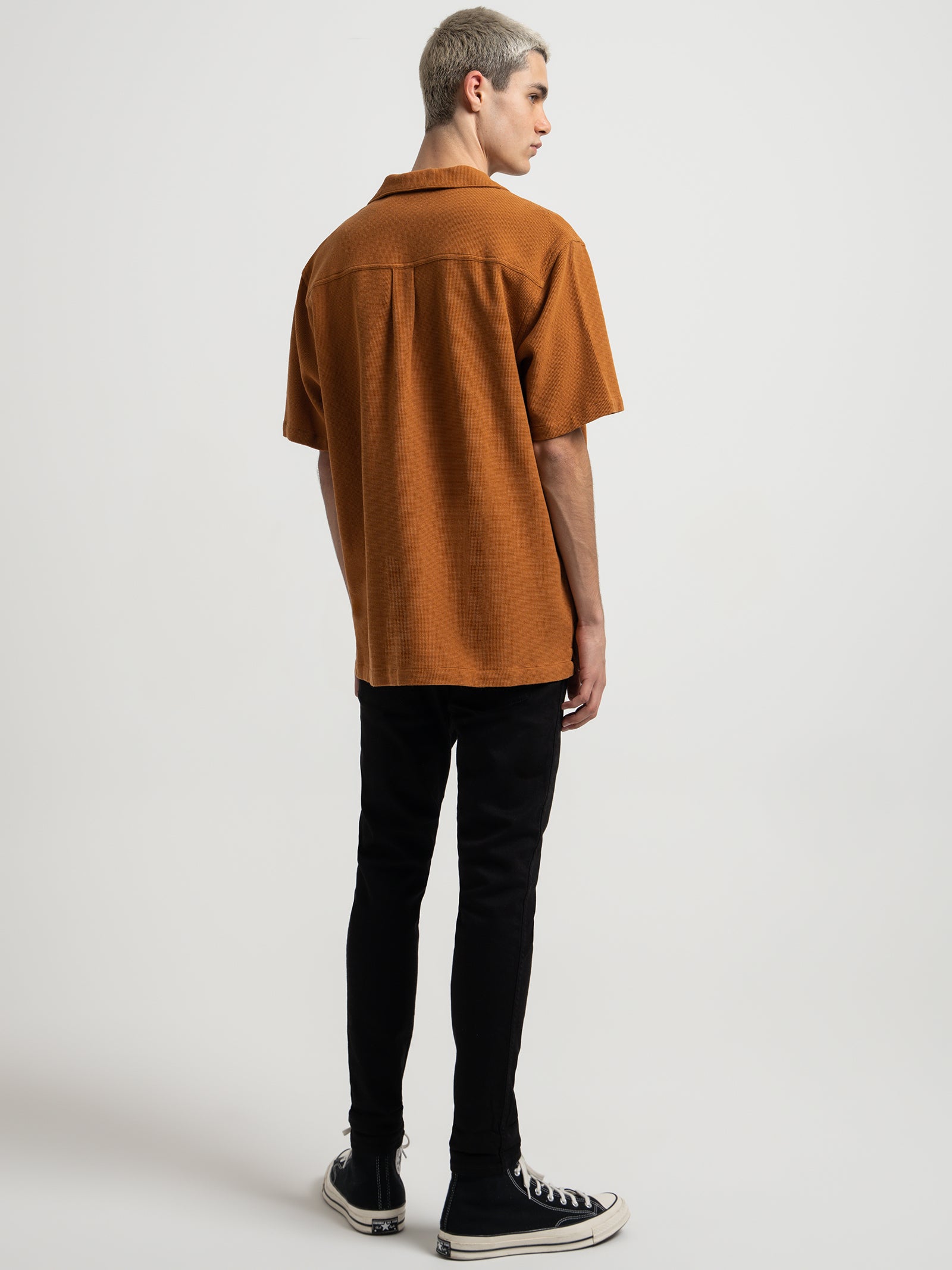 Resort Shirt in Waffle Spice Orange