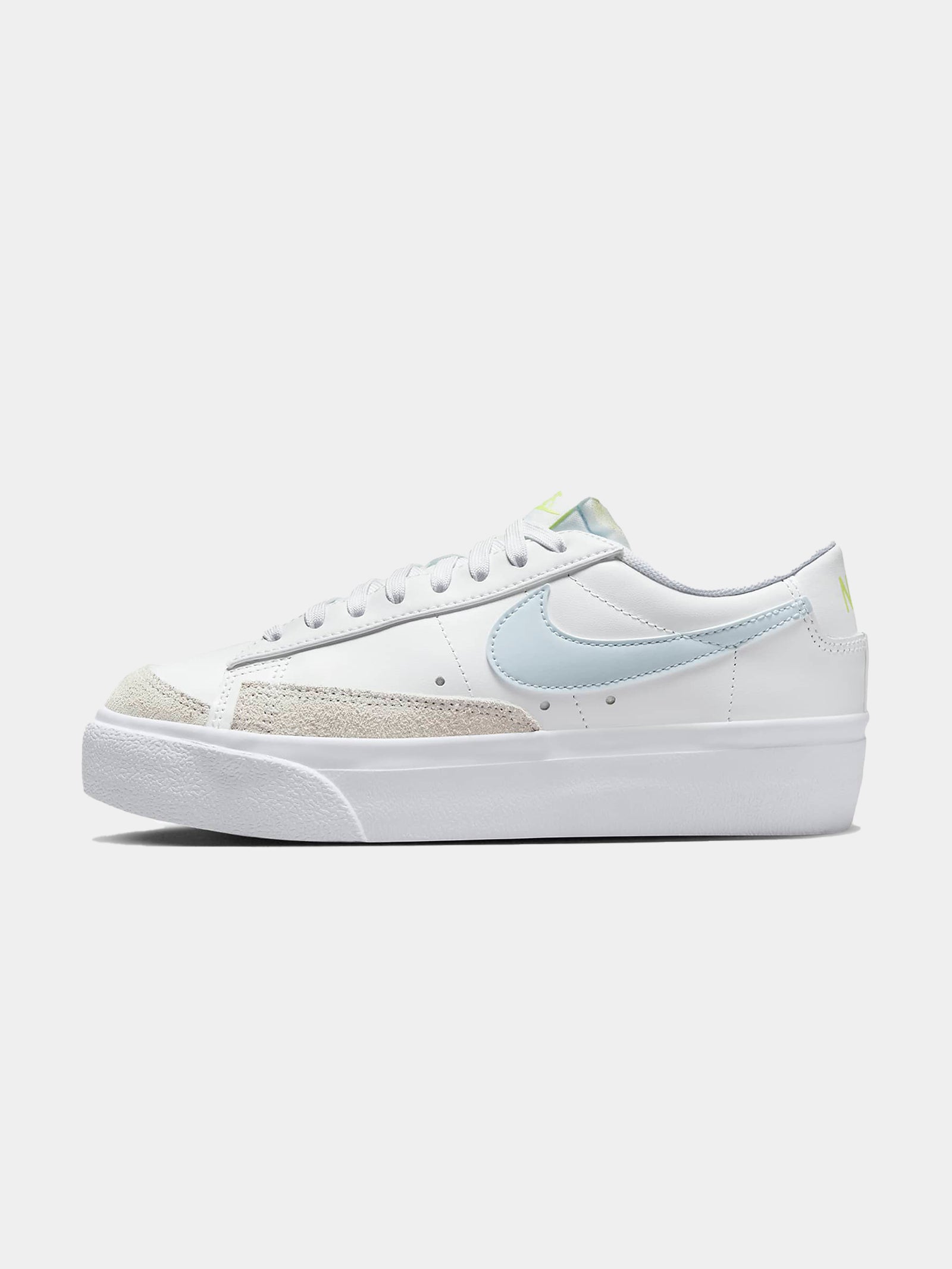 Womens Blazer Low Platform Sneakers in White & Blue Tint Lt Lemon Twist