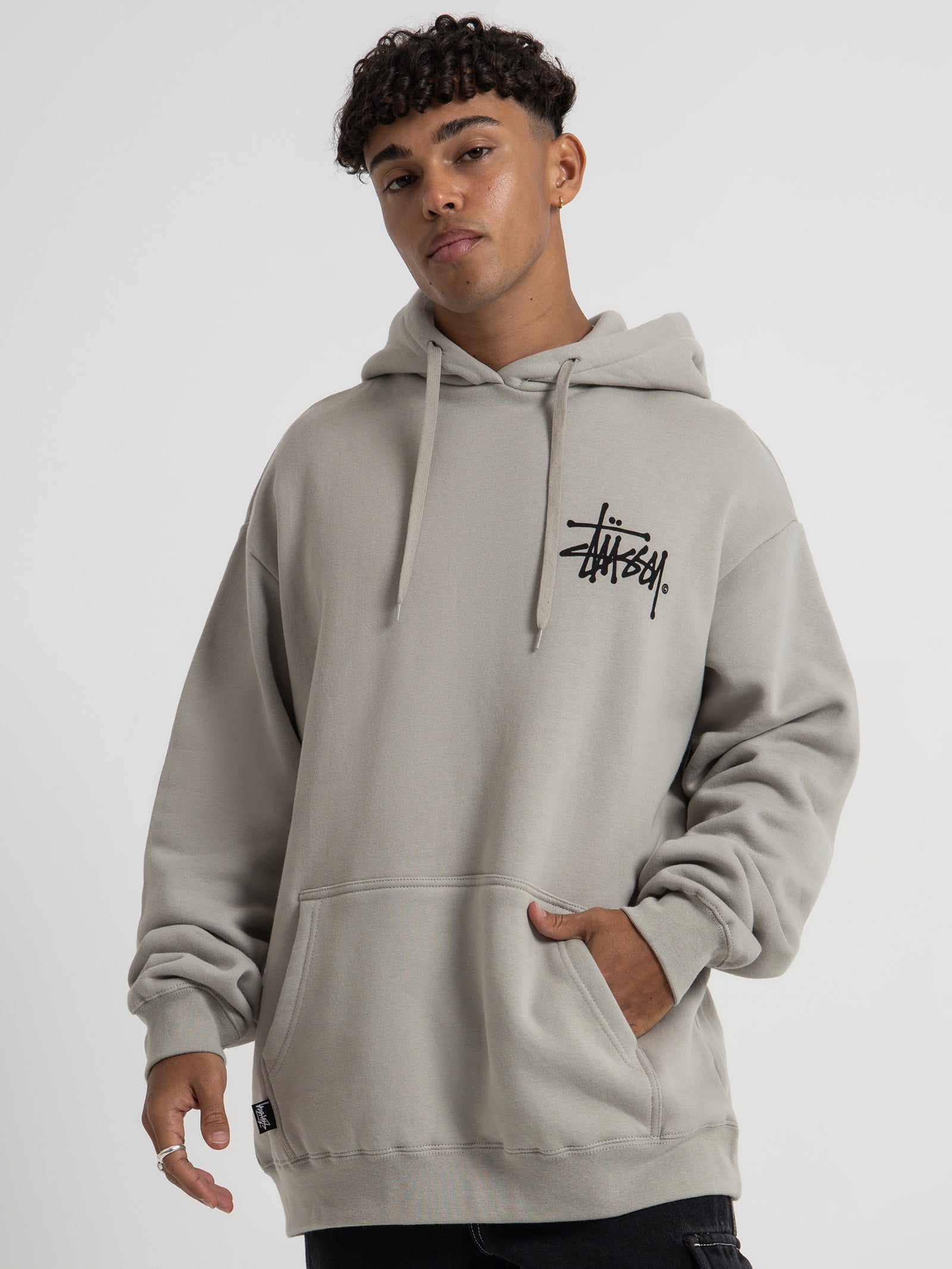 Shadow Graffiti Hoodie in Stone Grey