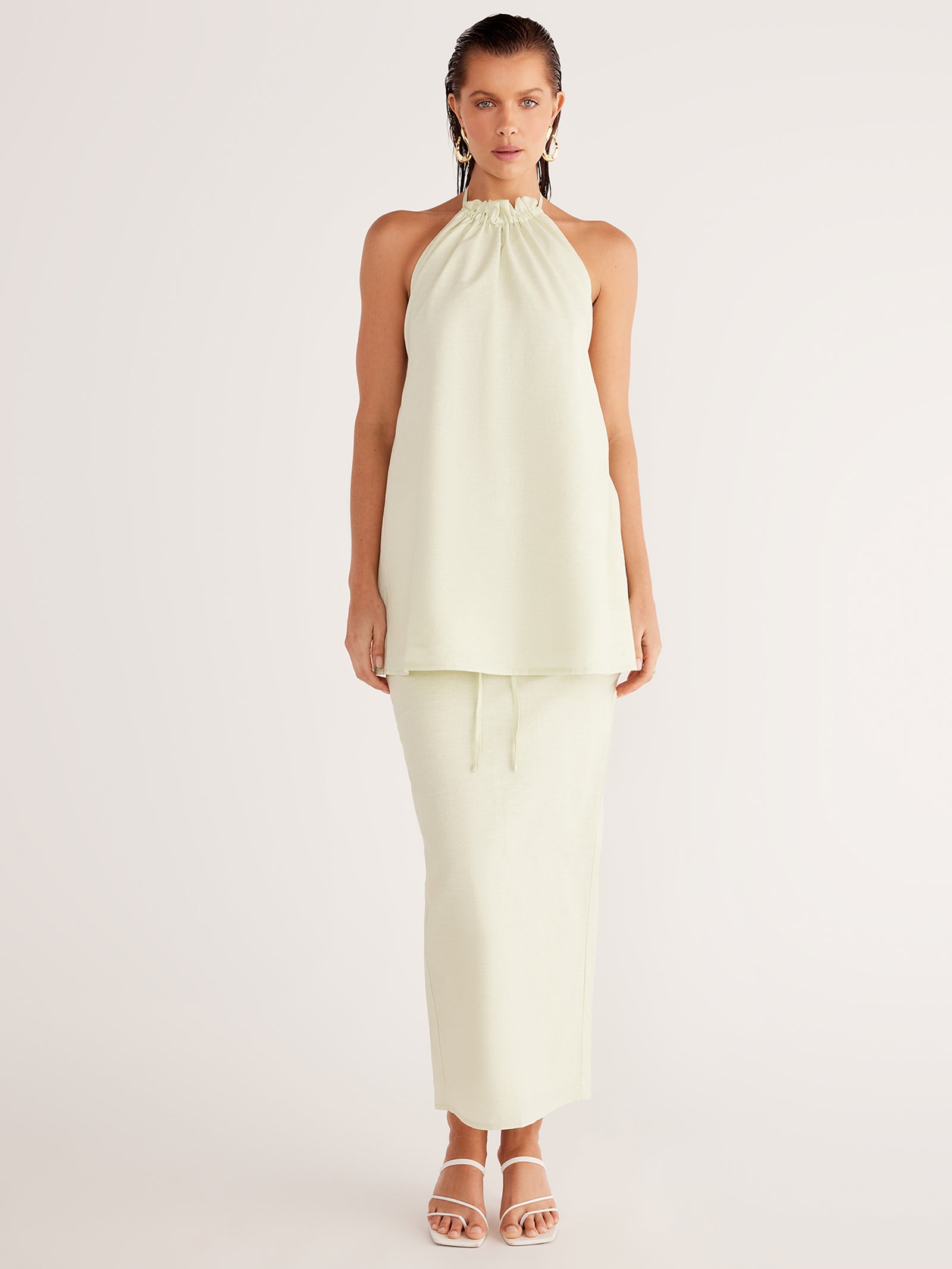 Alysse Halter Dress In Matcha