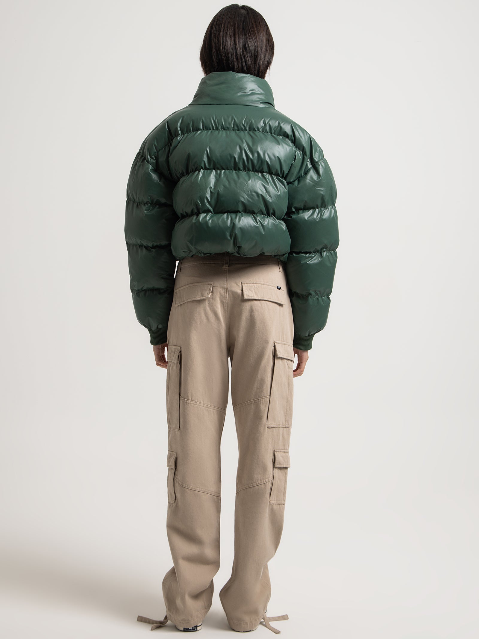 Stock Crop Puffer Jacket in Fern Green