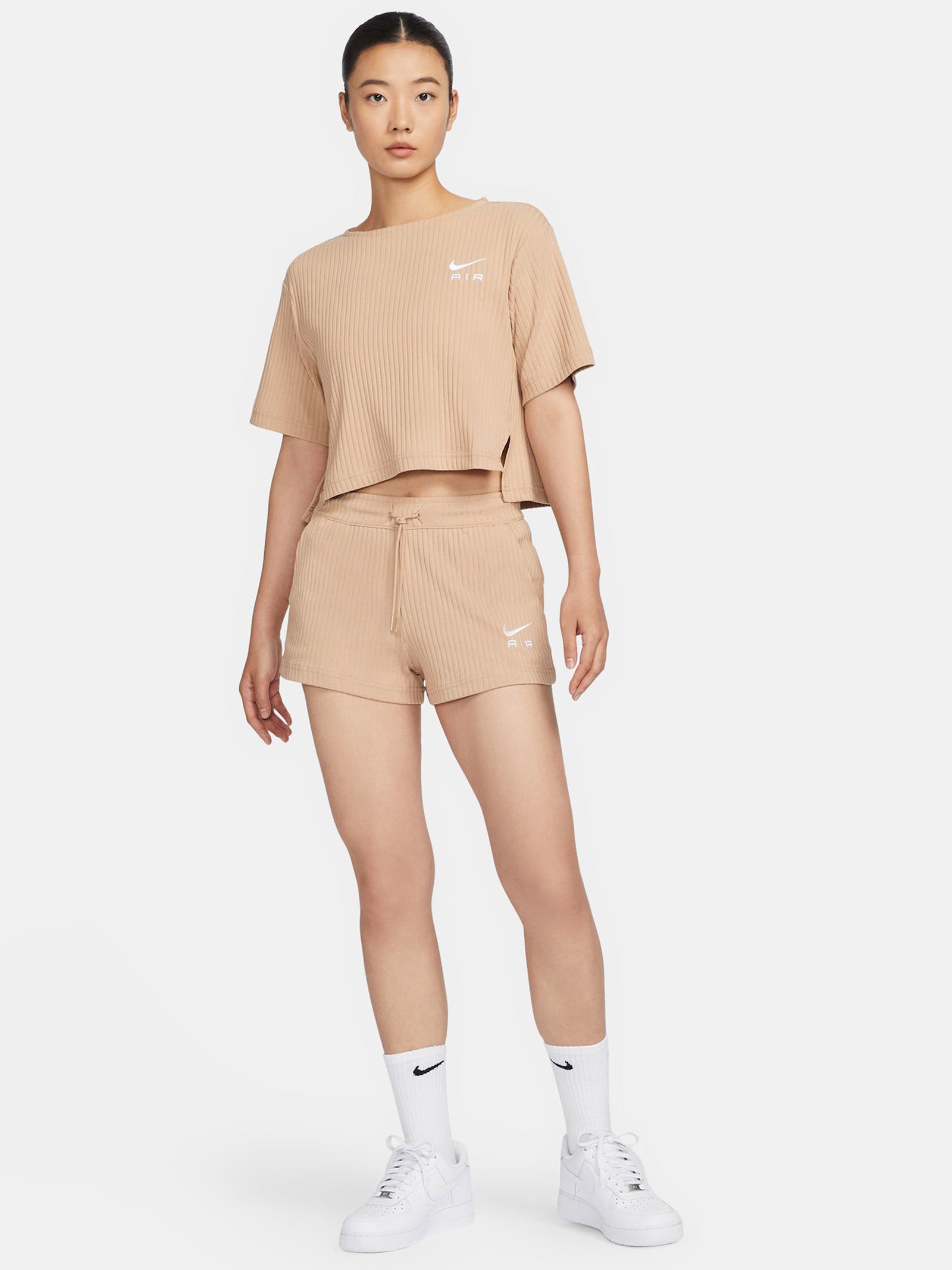 Sportswear Rib Jersey Shorts in Hemp & White