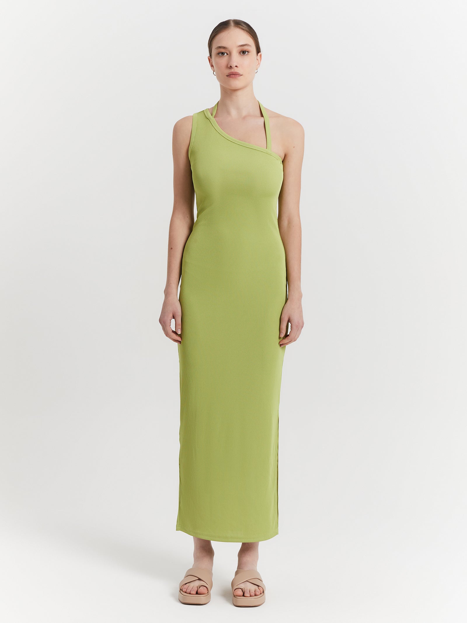 Alden Midi Dress in Green Fig