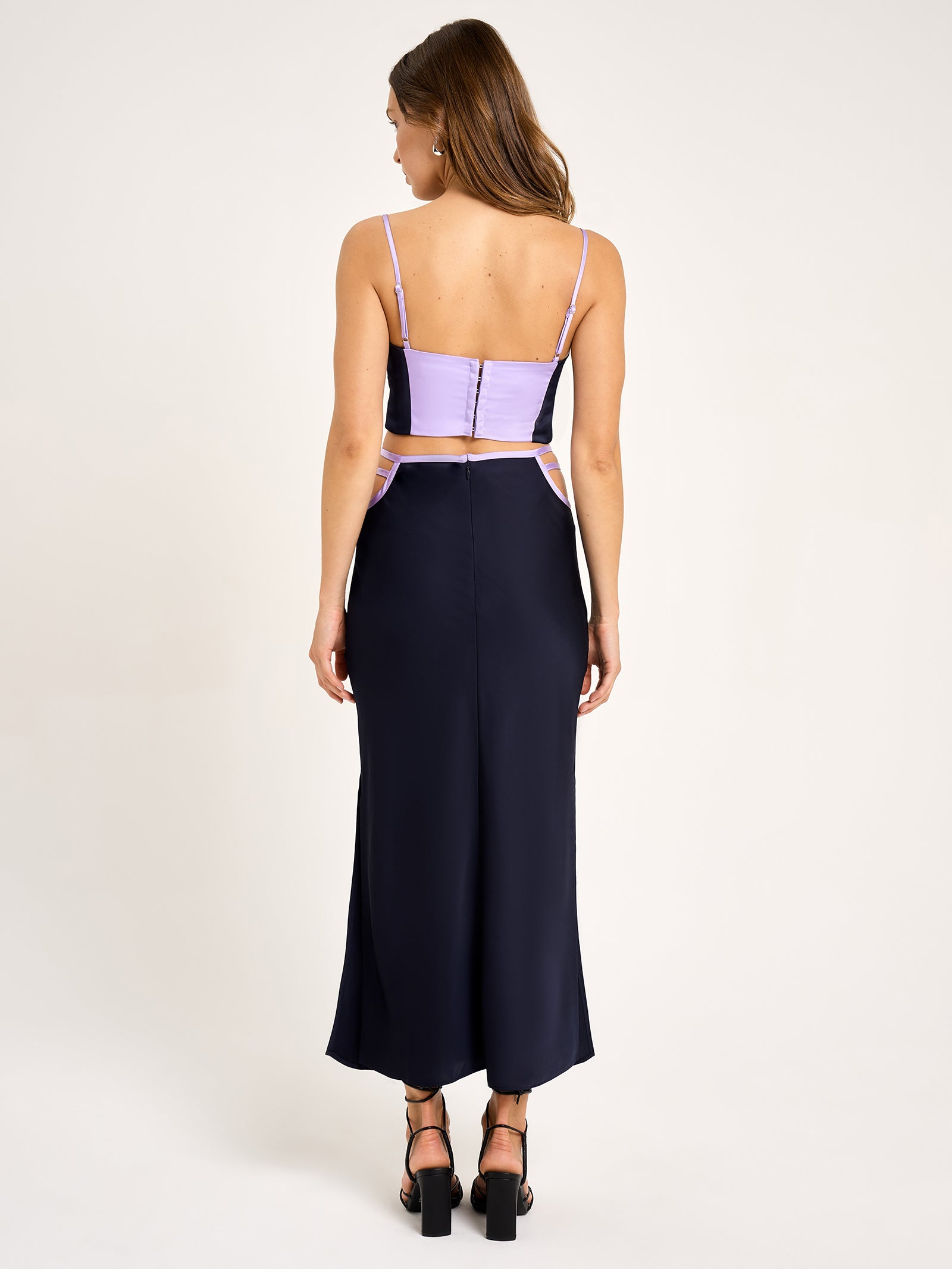 Iris Strappy Maxi Skirt in Midnight Blue & Lilac