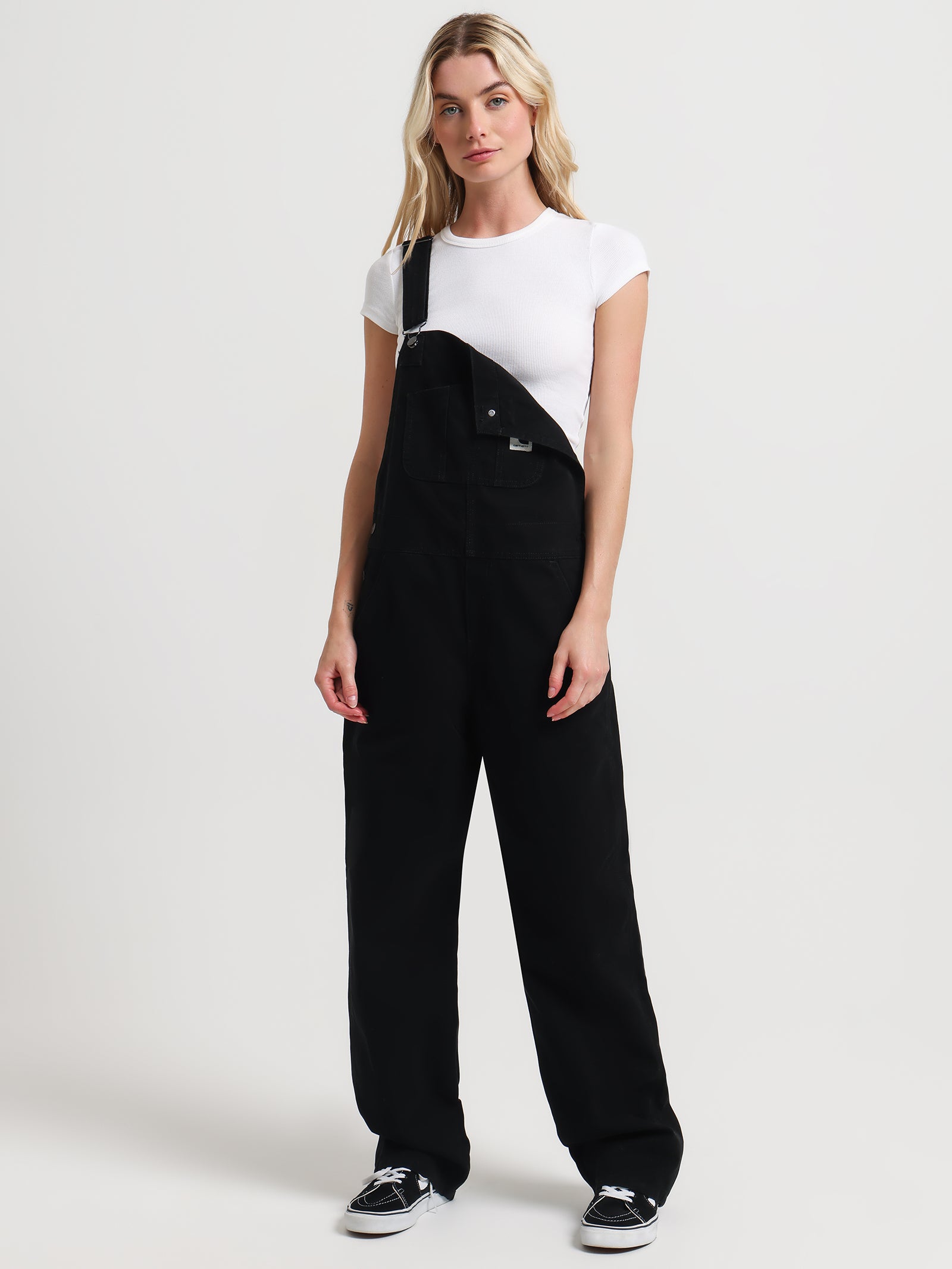 Bib Straight-Leg Overalls in Black