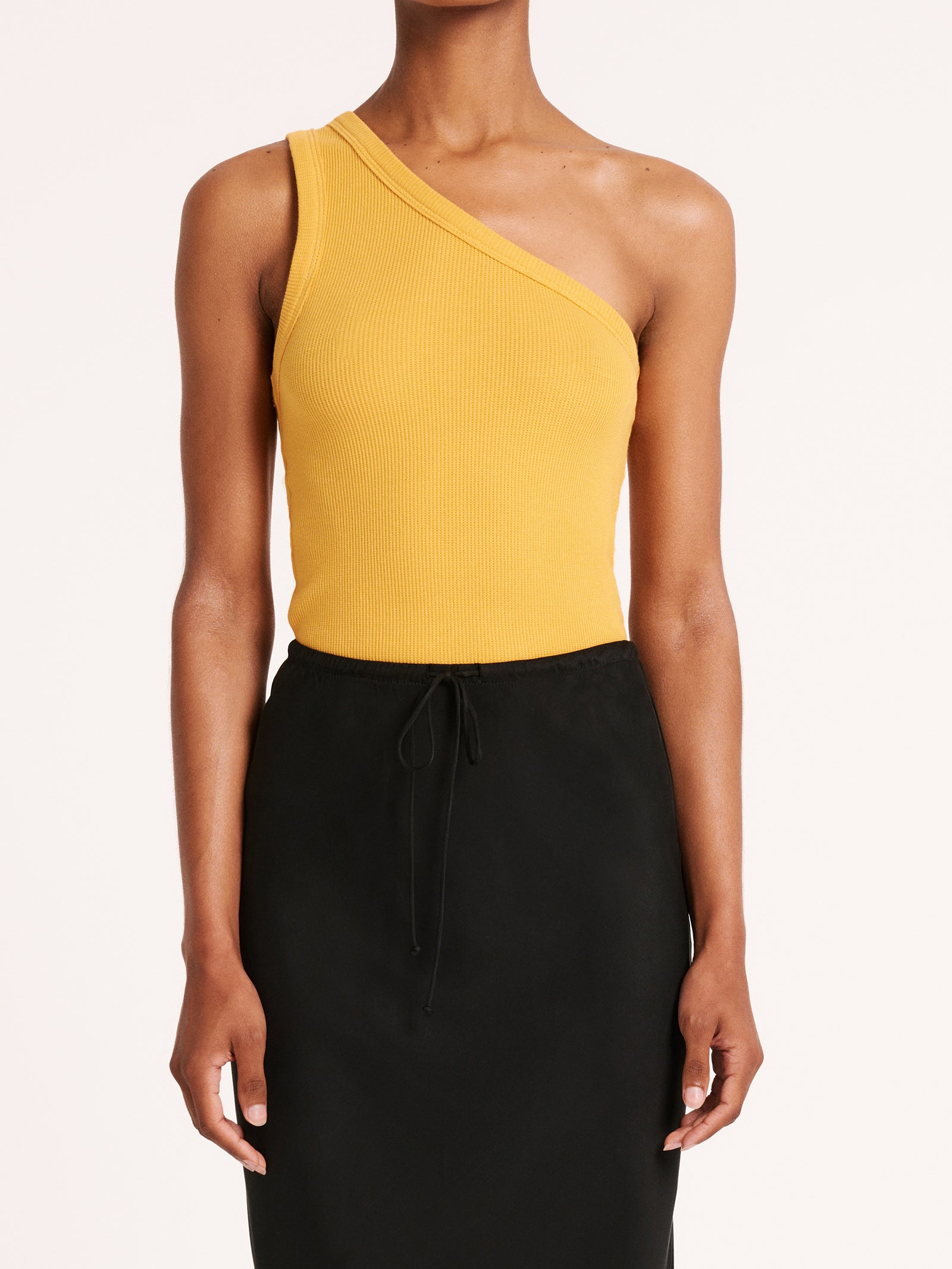 Cecil One Shoulder Tank in Marigold