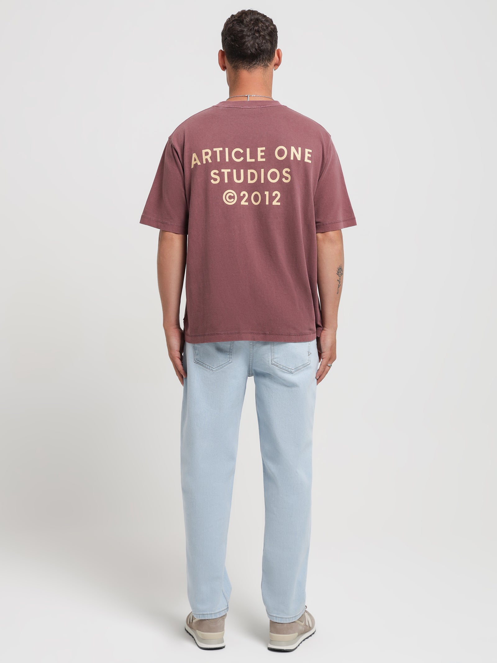 Studio Logo T-Shirt in Merlot Red