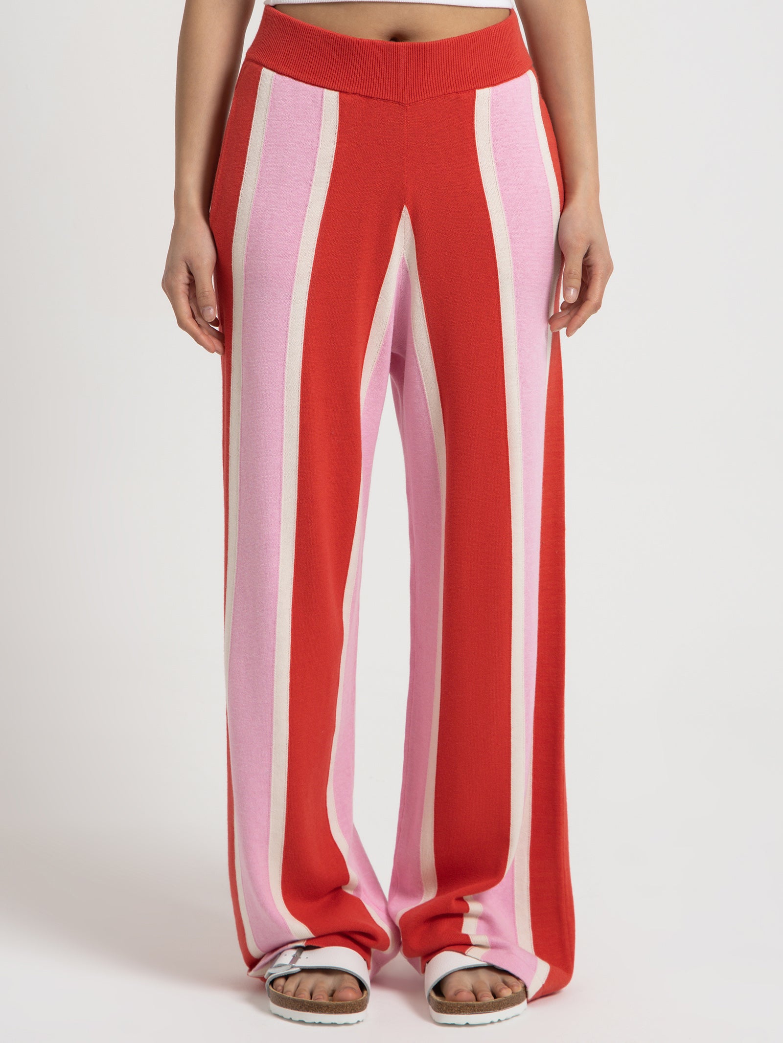 Carmen Knit Pants in Red & Pink